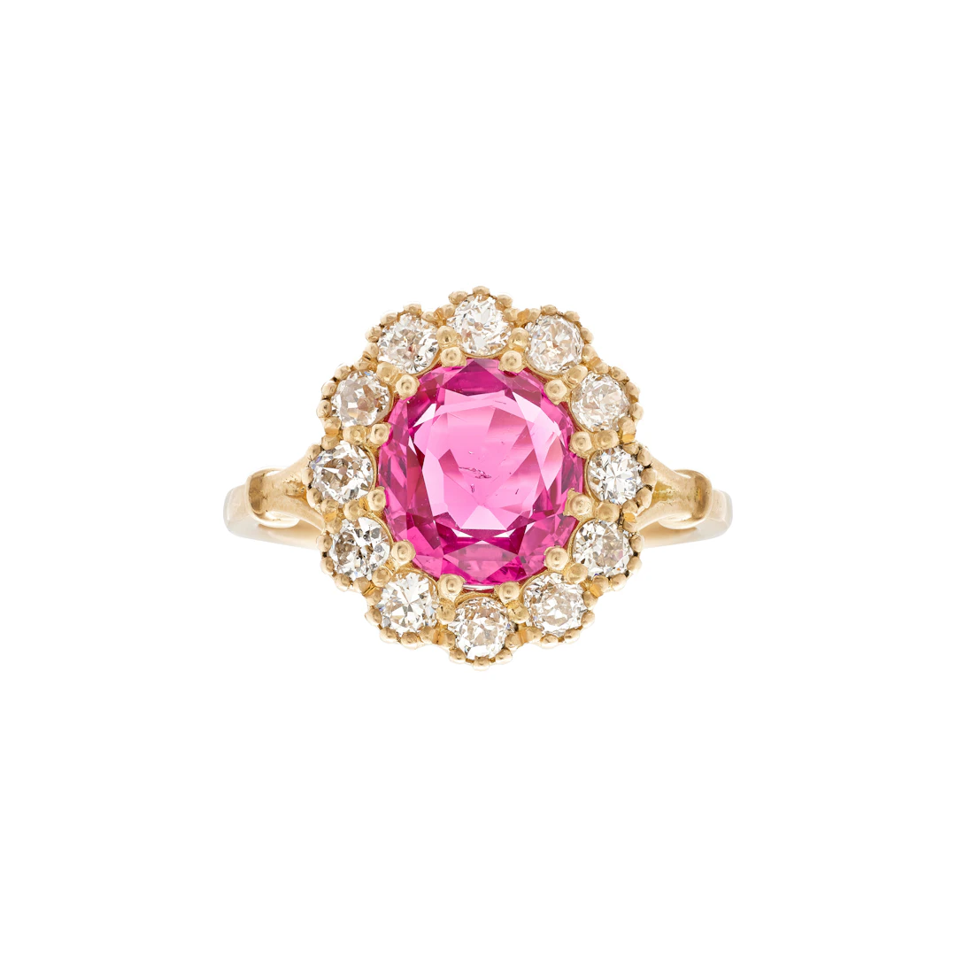 Gold, 2.47ct Burmese Pink Sapphire and Diamond Ring