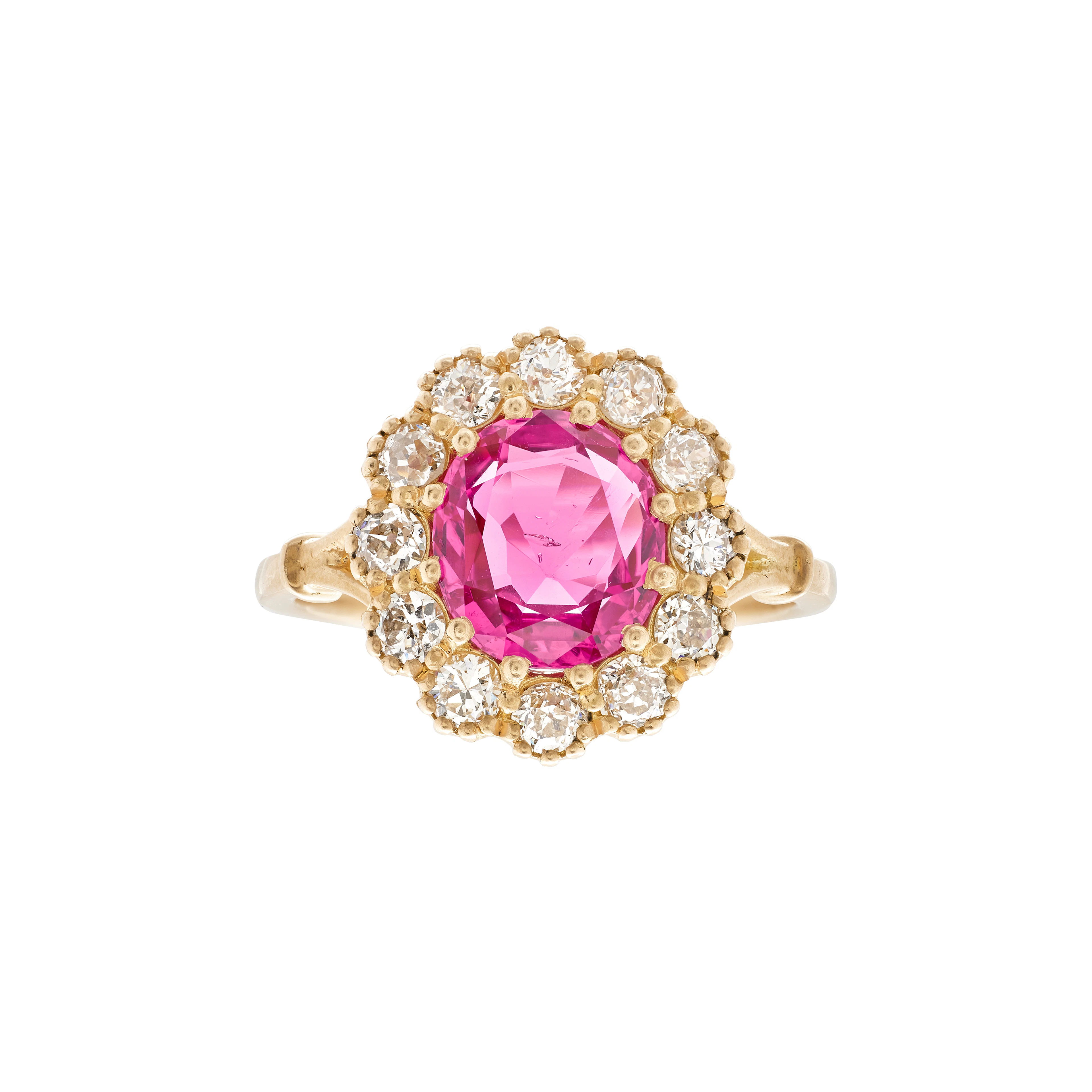 Gold, 2.47ct Burmese Pink Sapphire and Diamond Ring