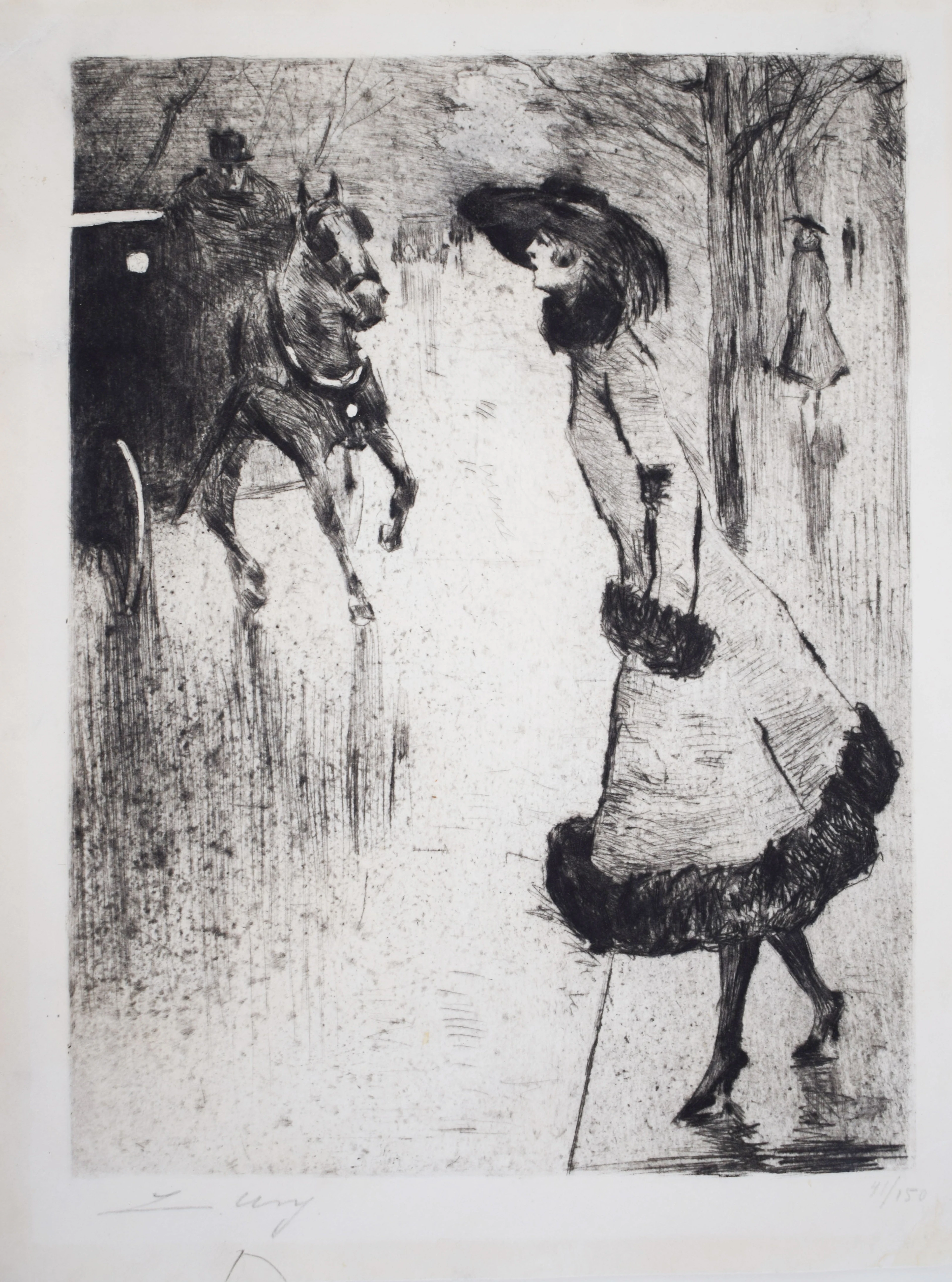 Lady Hailing a Carriage | Dame, Eine Droschke Rufend