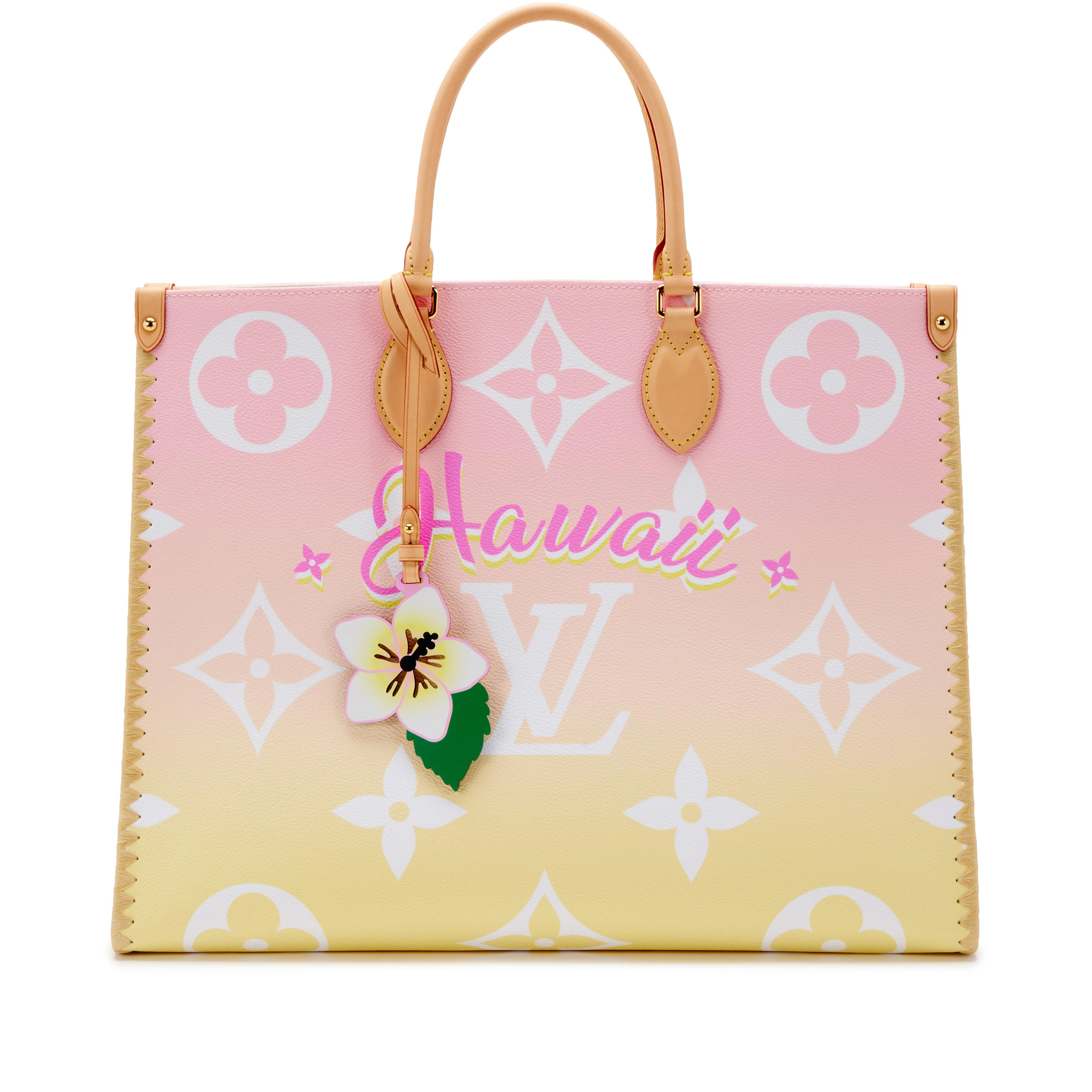 Light Pink and Yellow Giant Monogram Canvas and Raffia By the Pool