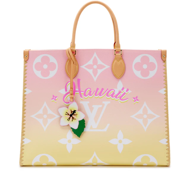 Light Pink and Yellow Giant Monogram Canvas and Raffia By the Pool