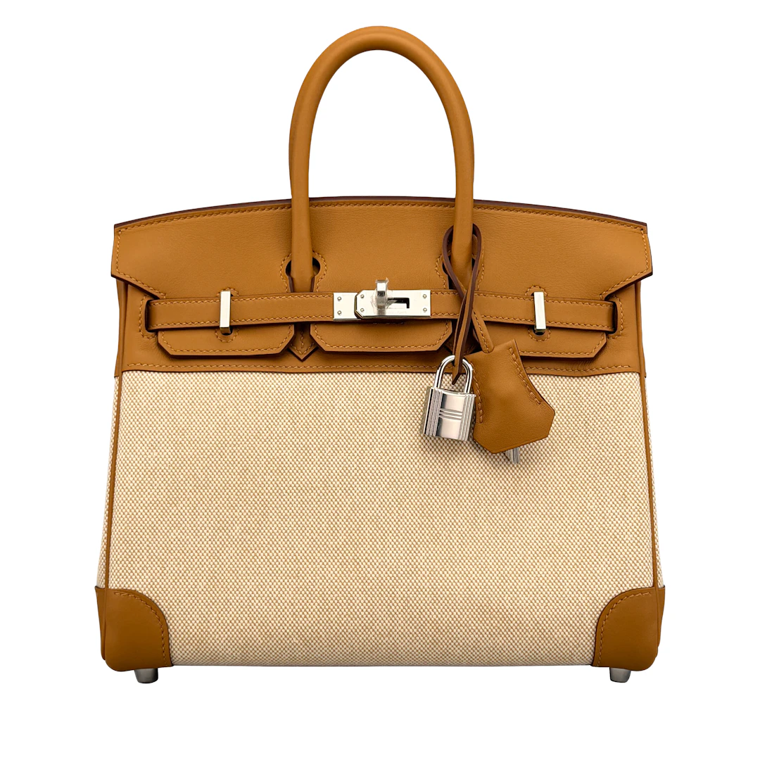 Sesame Swift and Ecru Toile Quadrille Birkin 25 Palladium Hardware, 2026