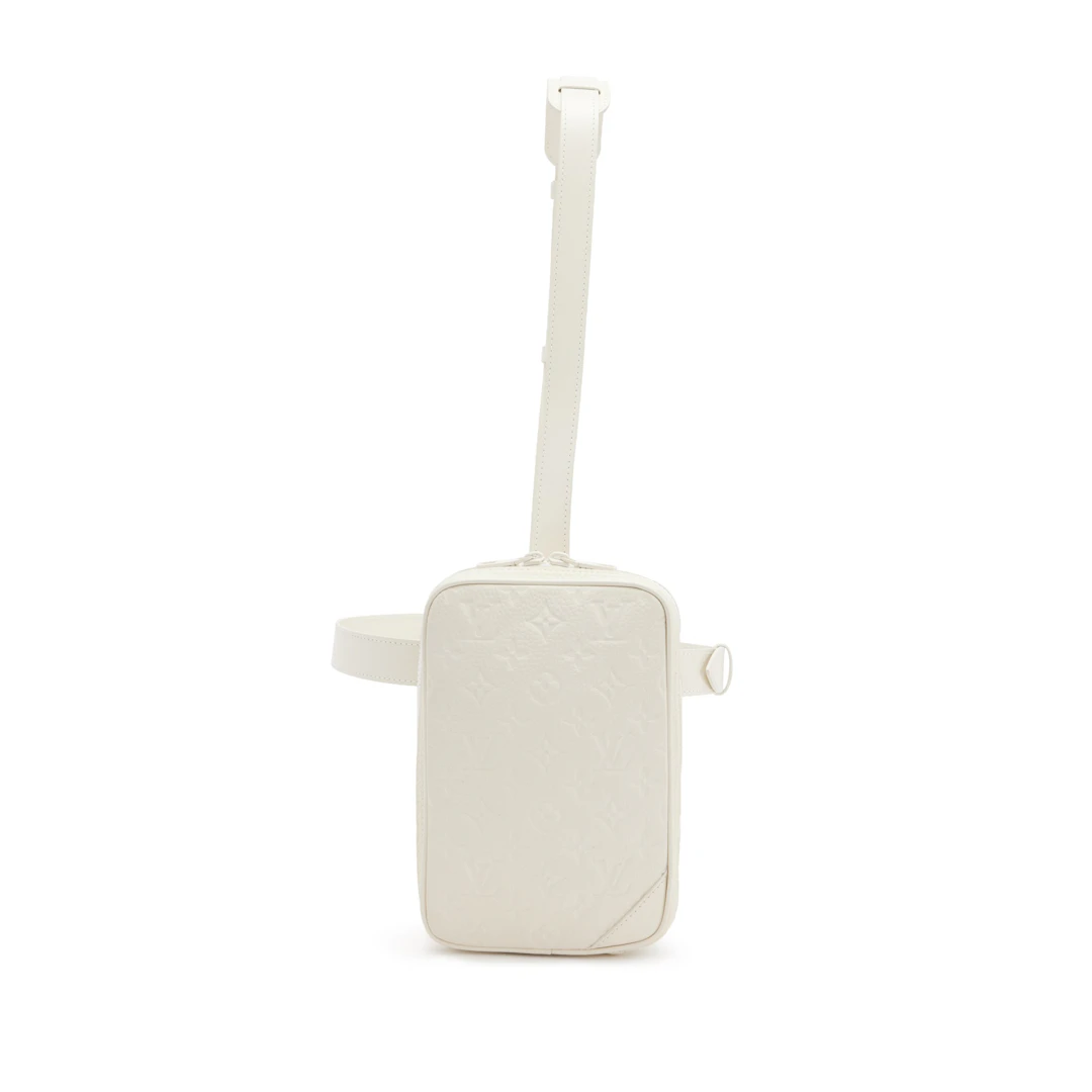 Virgil Abloh White Monogram Empreinte Leather Utility Side Bag White