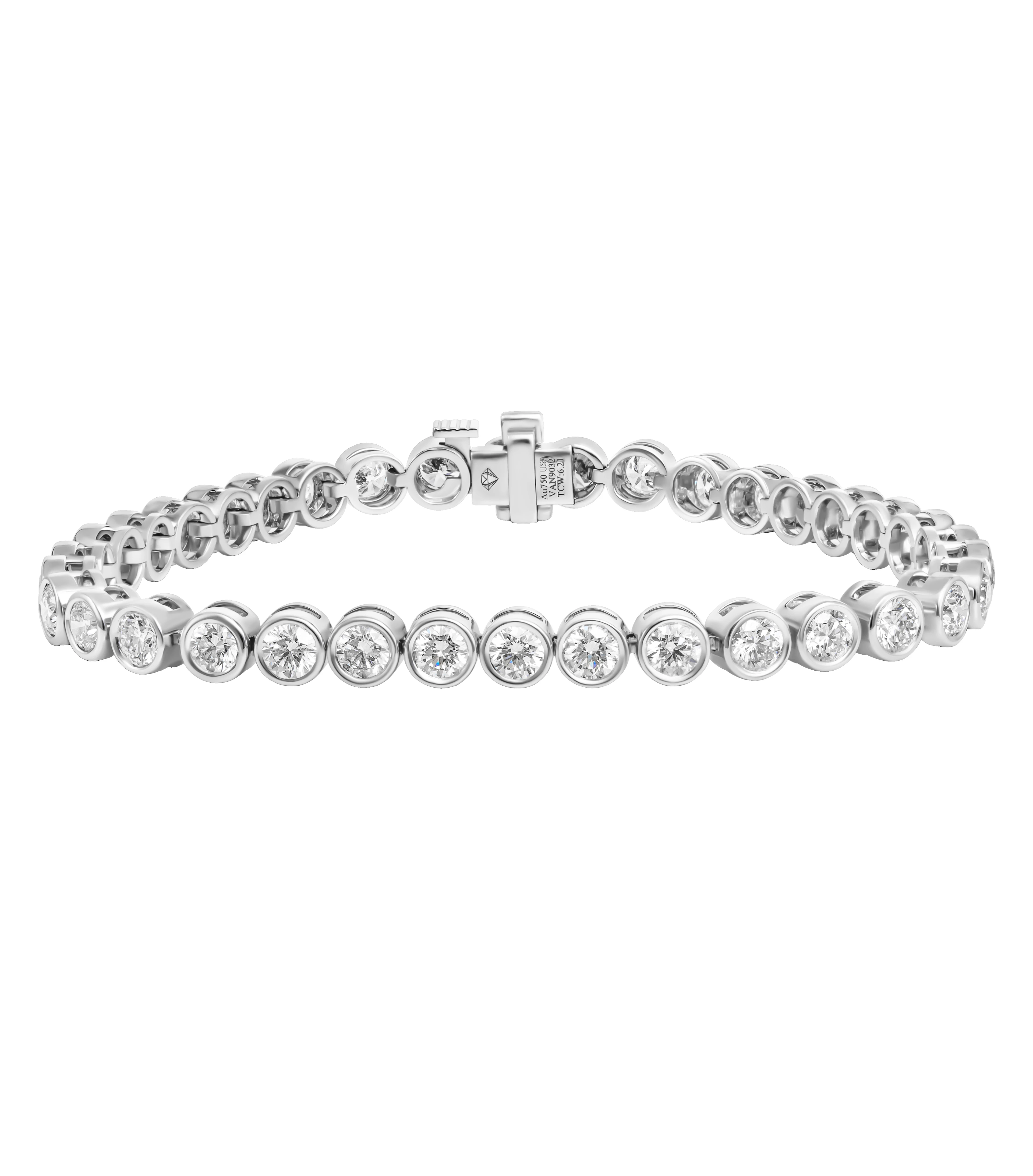 White Gold and 6.20ctw Round Brilliant Cut Diamond Tennis Bracelet