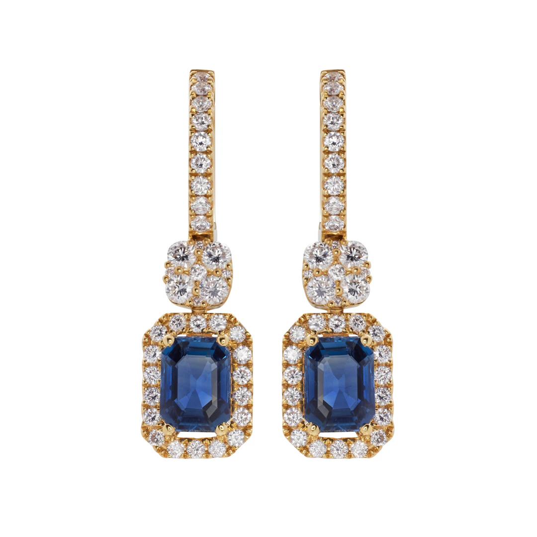 Gold, 1.75ctw Sapphire and Diamond Drop Earrings