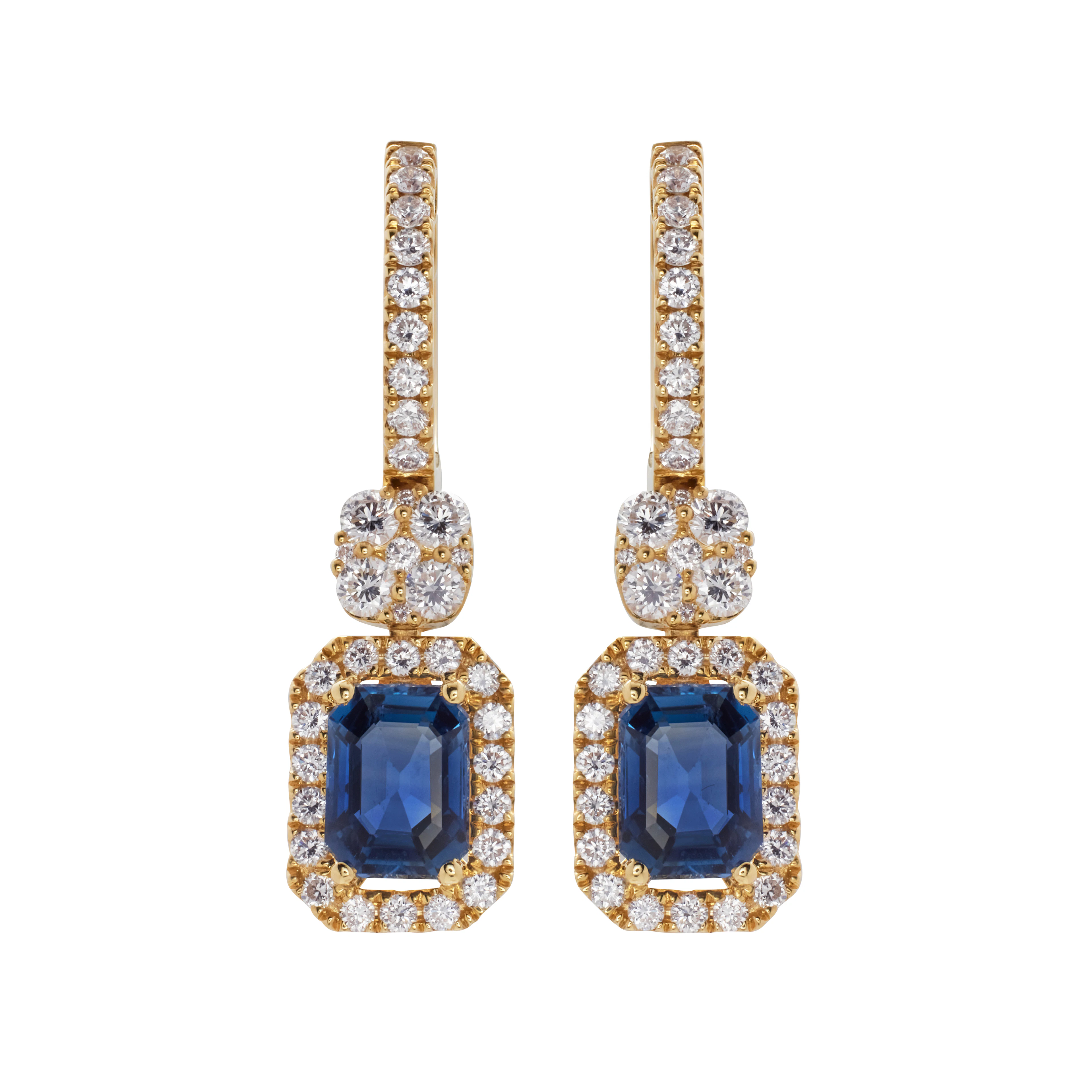 Gold, 1.75ctw Sapphire and Diamond Drop Earrings