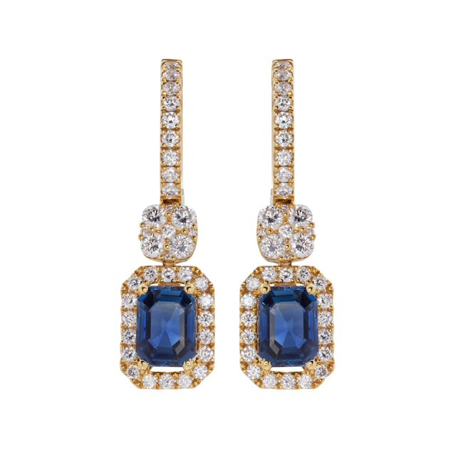 Gold, 1.75ctw Sapphire and Diamond Drop Earrings
