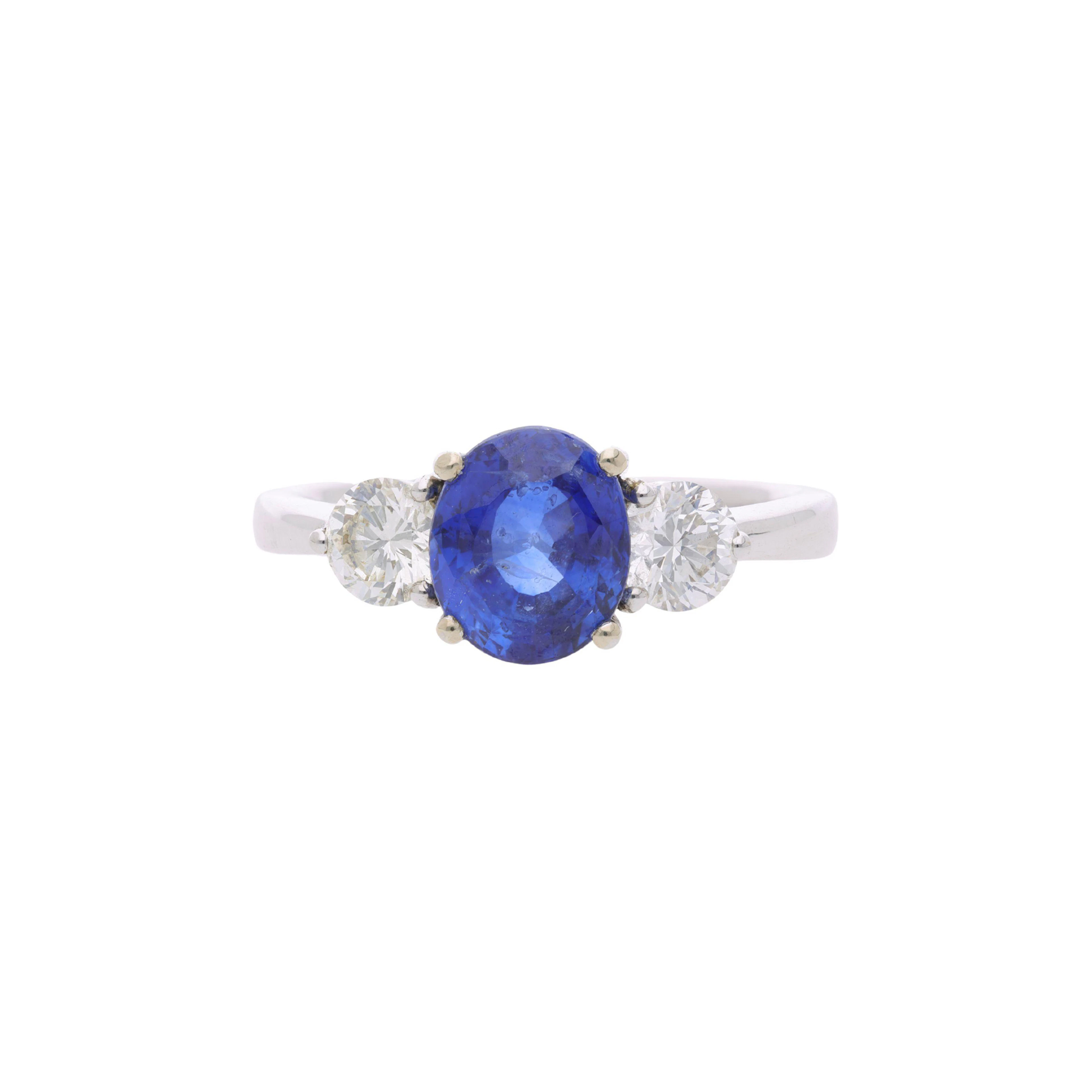 White Gold, 2.47ct Madagascar Royal Blue Sapphire and Diamond Ring