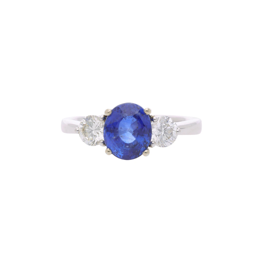 White Gold, 2.47ct Madagascar Royal Blue Sapphire and Diamond Ring
