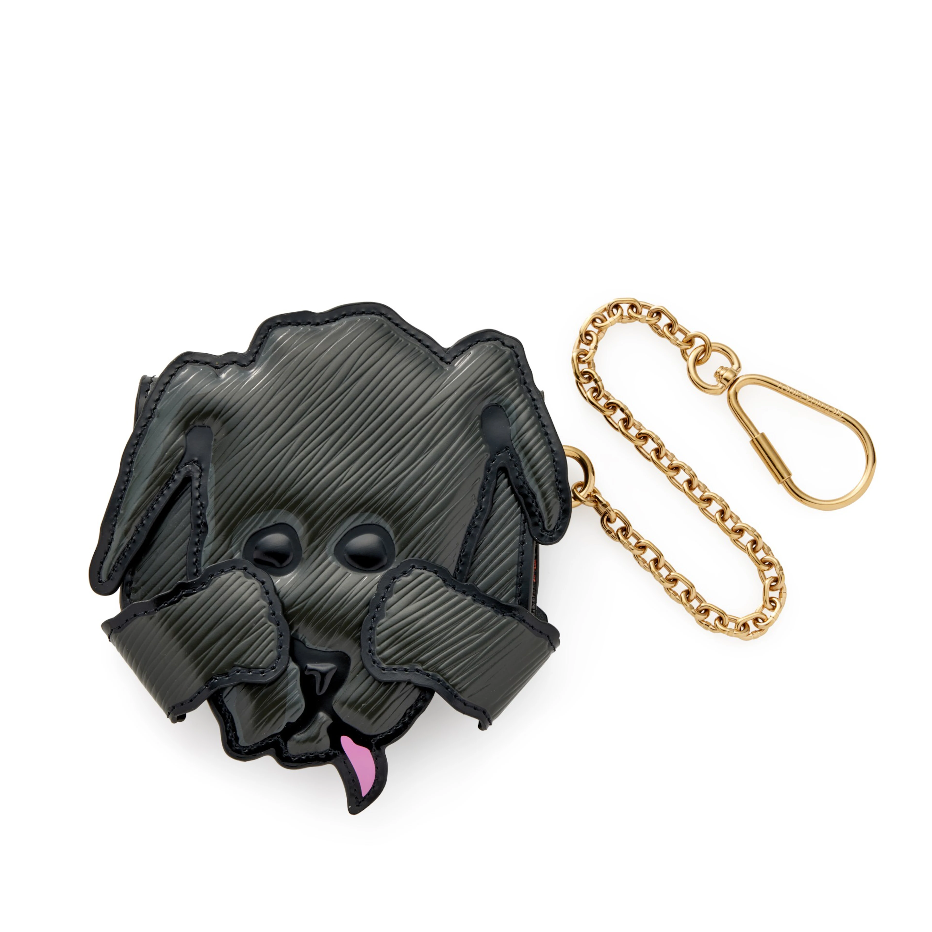 Grey and Black Epi Leather Catogram Dog Cardholder Gold Hardware, 2018