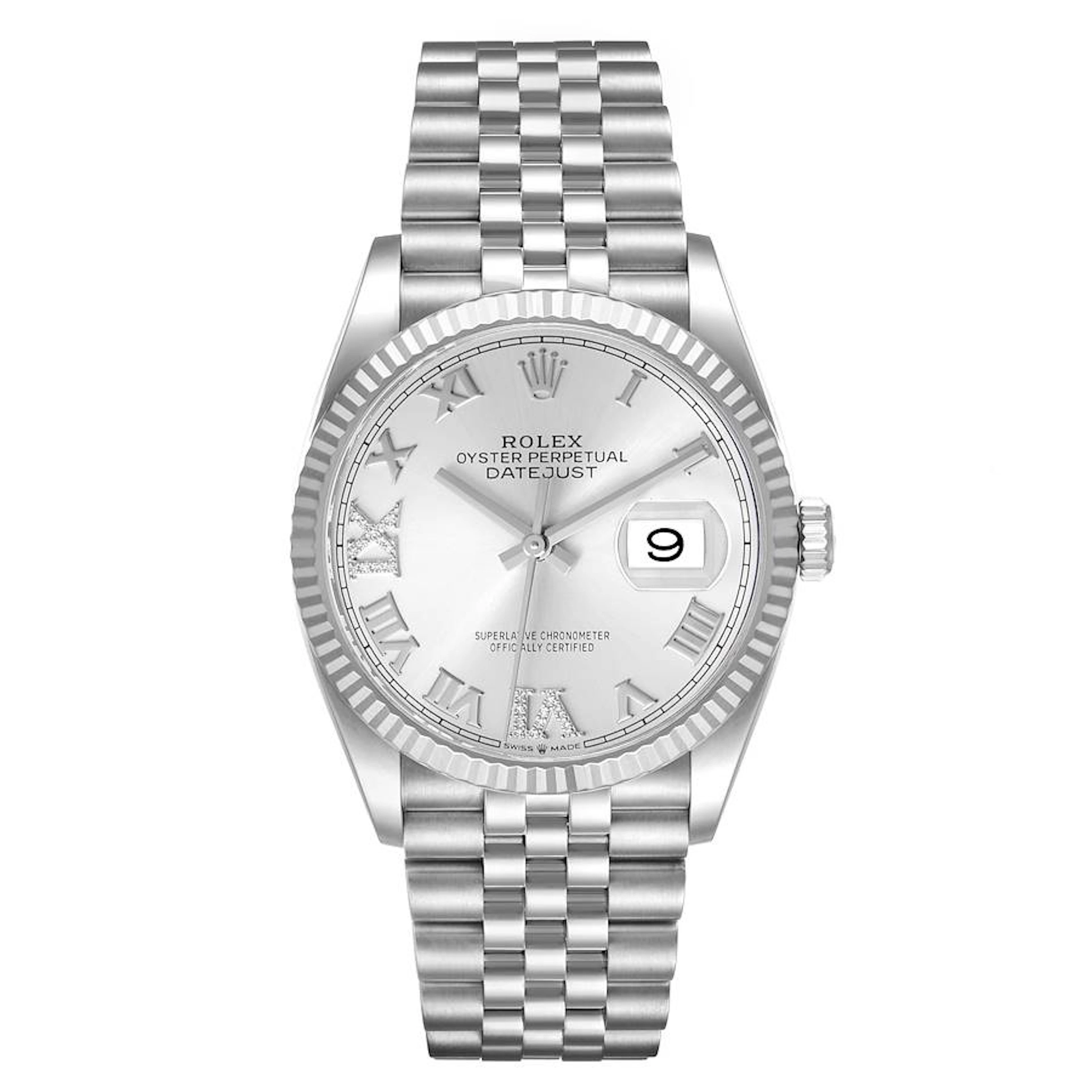 Datejust (Reference 126234). A 36mm white gold stainless steel diamond-set