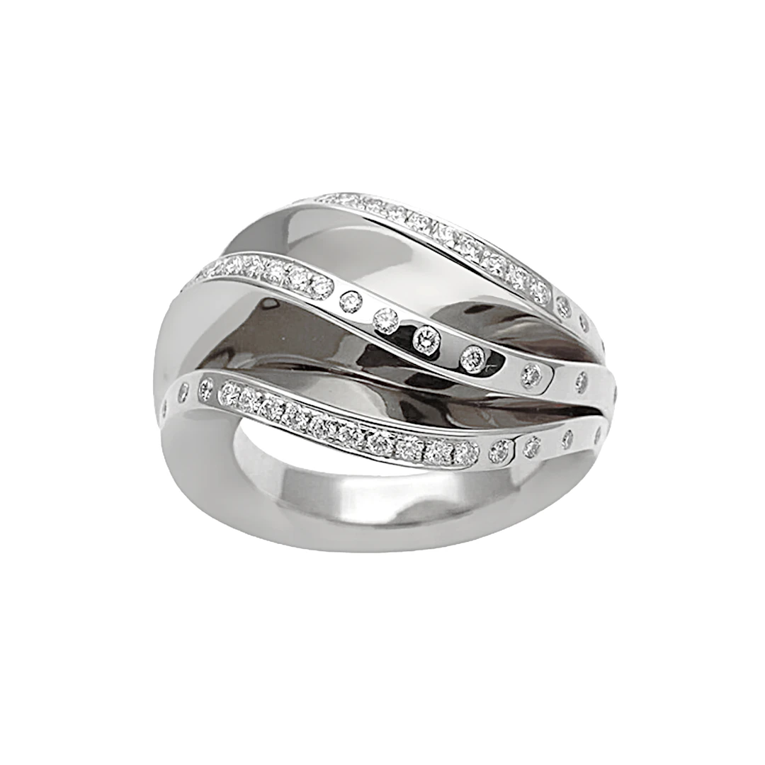 White Gold and Diamond Nouvelle Vague Wave Ring