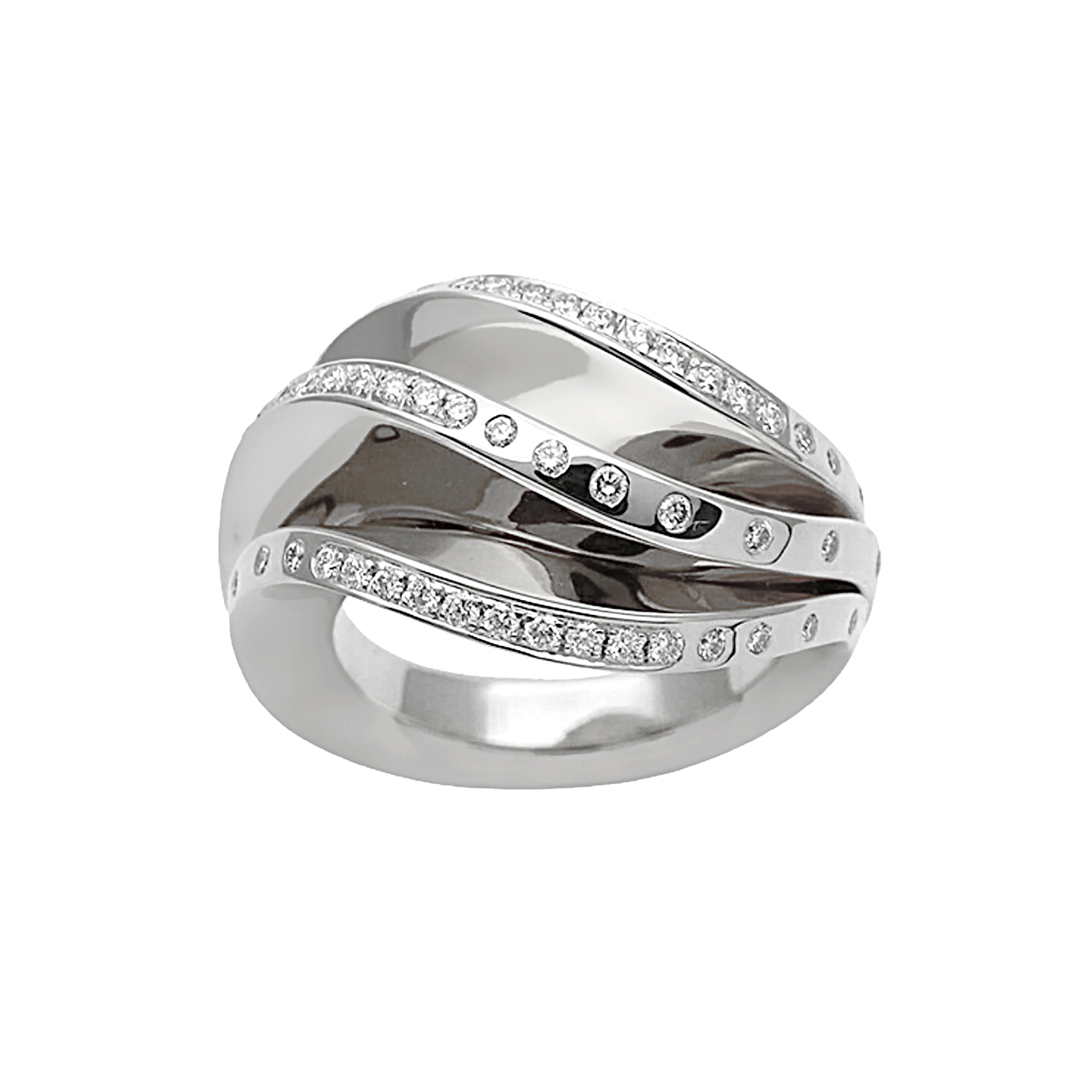 White Gold and Diamond Nouvelle Vague Wave Ring