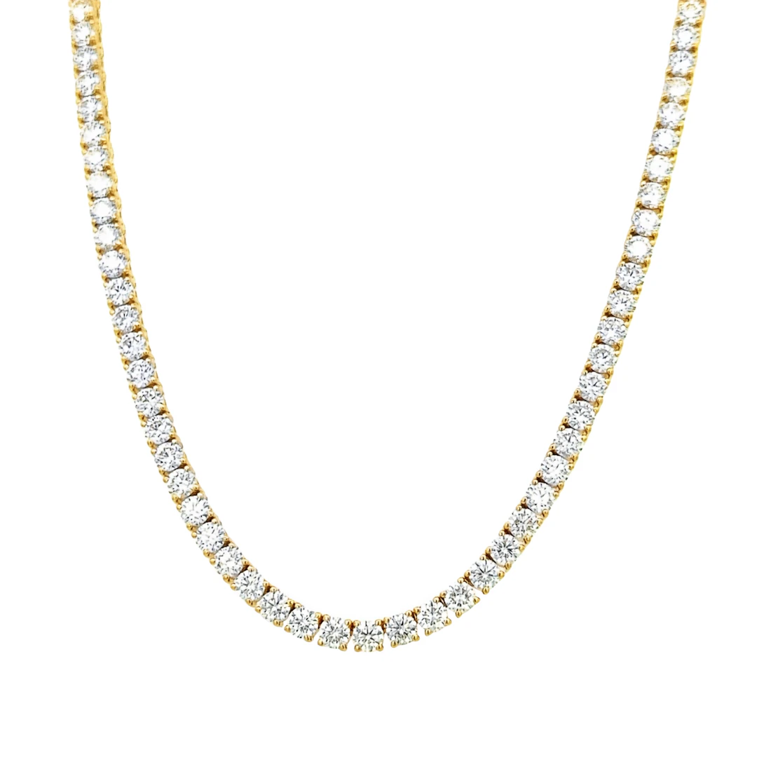 Gold and 22.75ctw Round Brilliant Cut Diamond Tennis Necklace