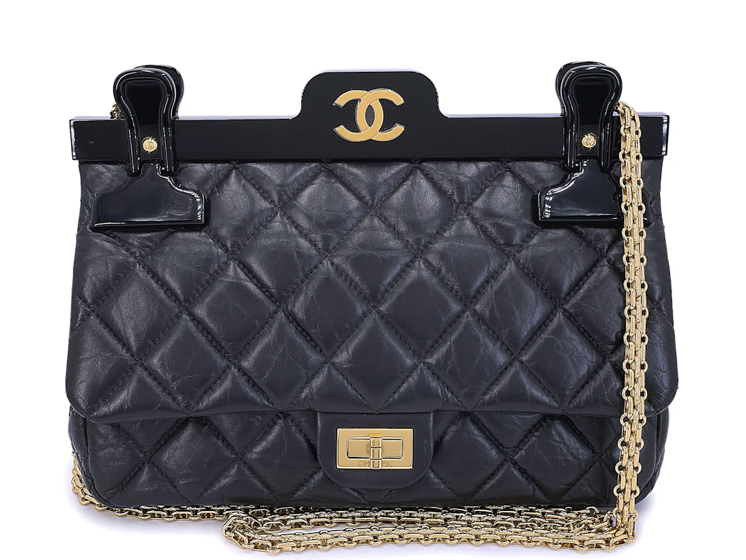 Black Aged Quilted Calfskin Hanger 2.55 Reissue 225 Gold Hardware, 2016