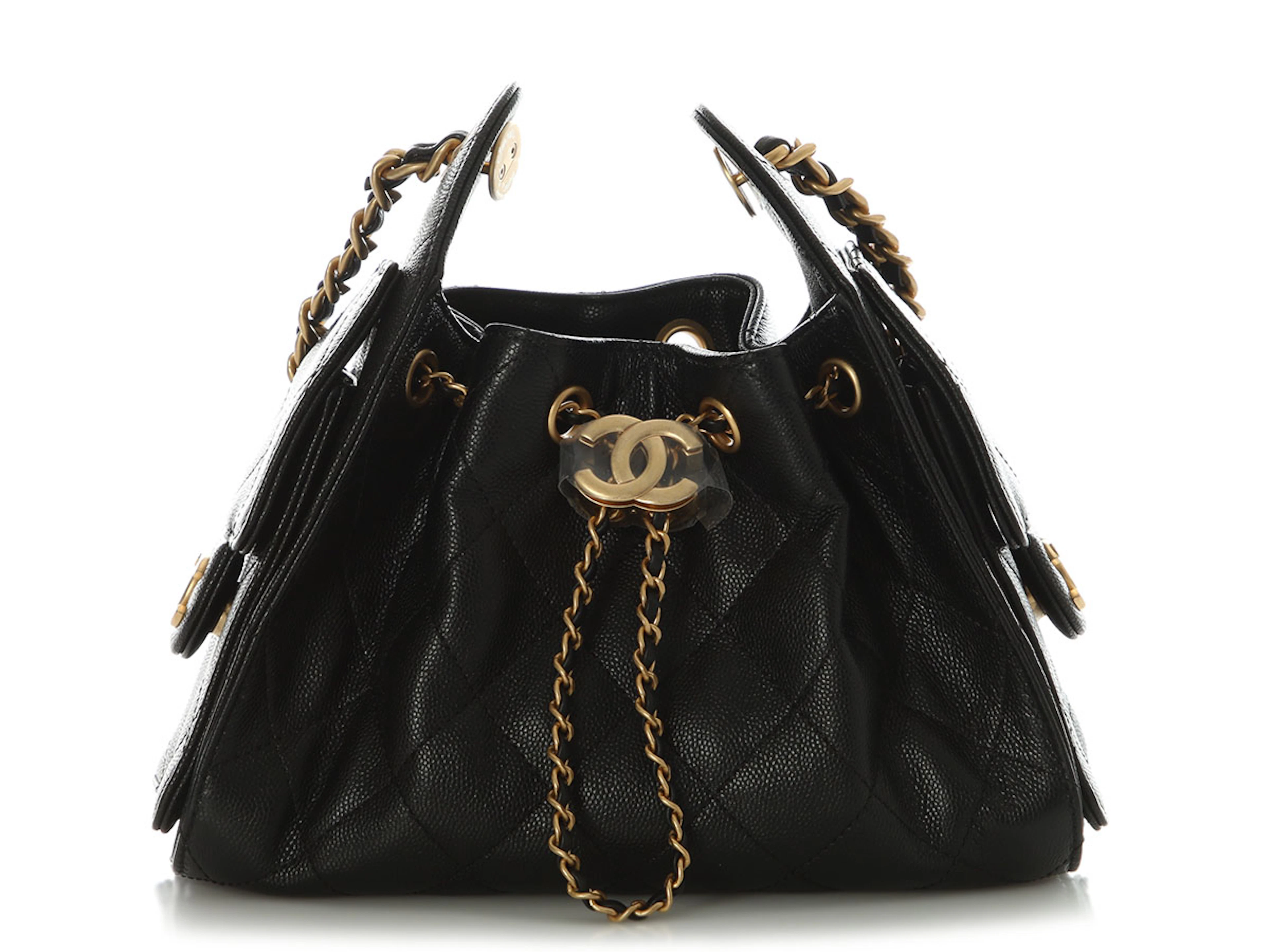 Black Quilted Caviar Mini 25 Aged Gold Hardware, 2025