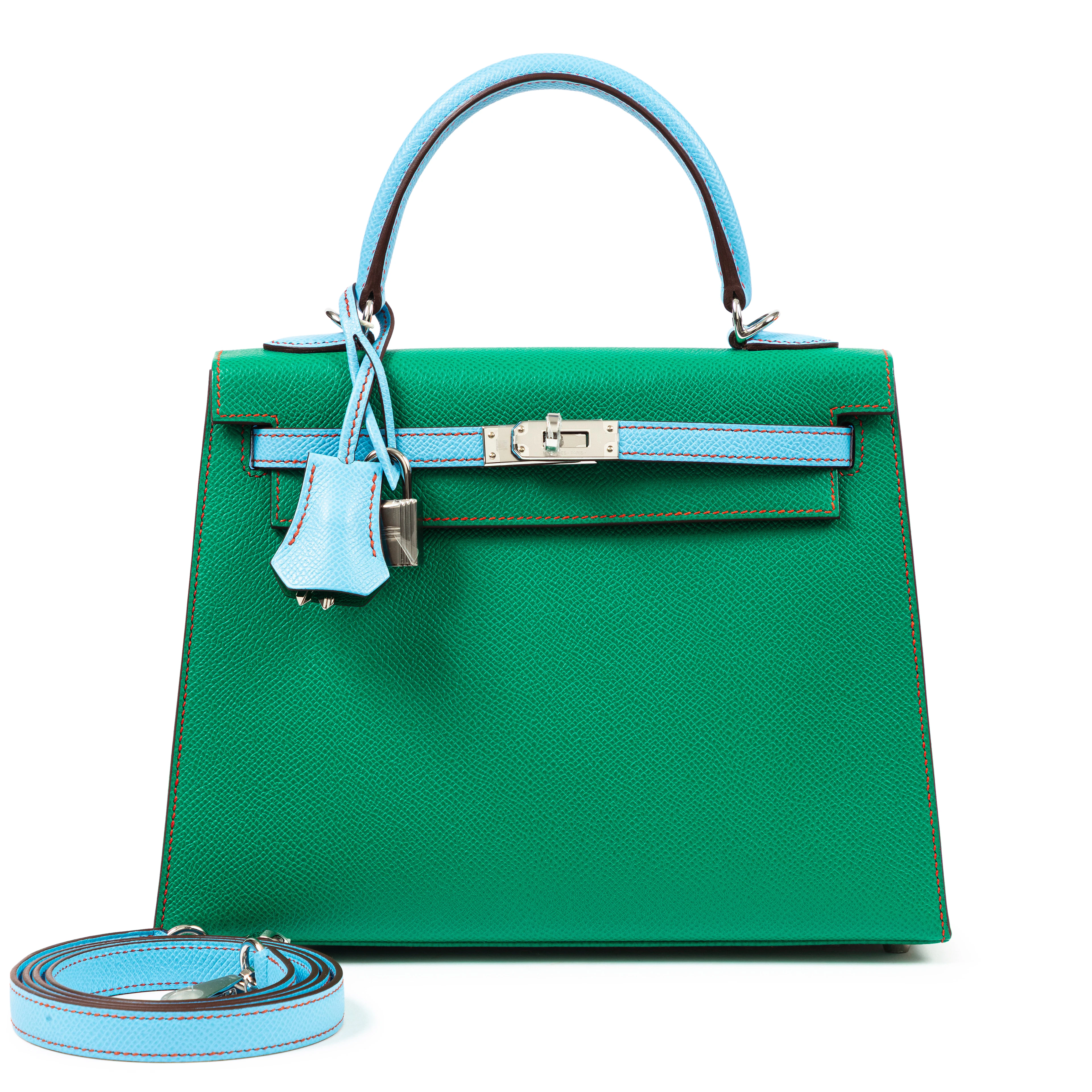Vert Menthe and Bleu Céleste Epsom HSS Kelly 25 Sellier Palladium