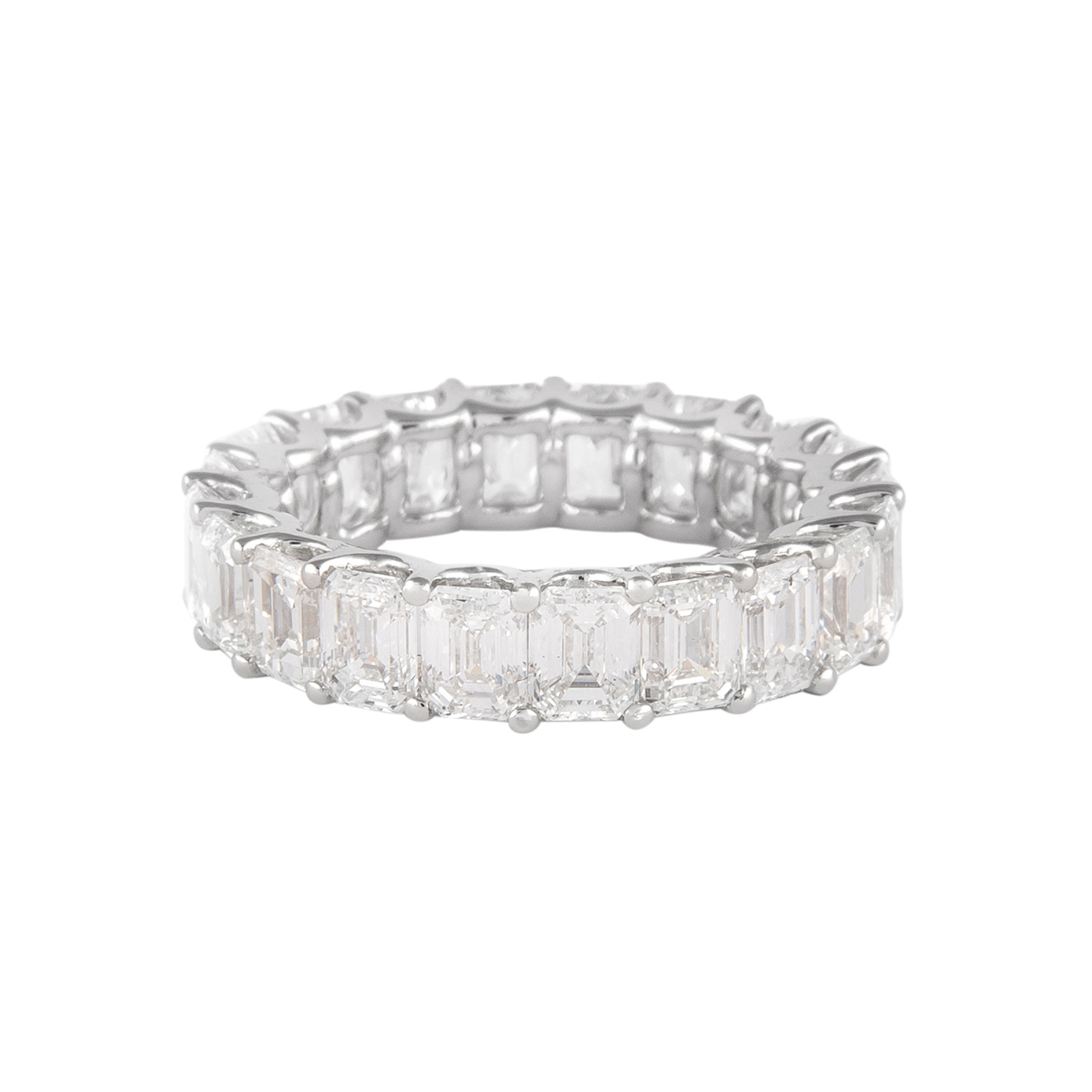 White Gold and 5.90ctw Emerald Cut Diamond Eternity Band Ring