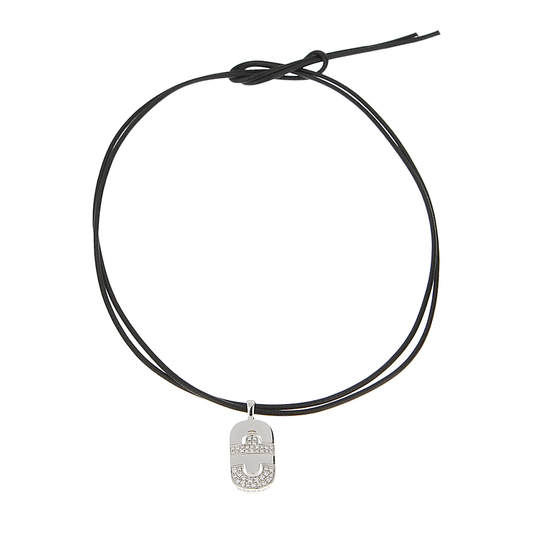 White Gold and Diamond Parentesi Pendant Necklace