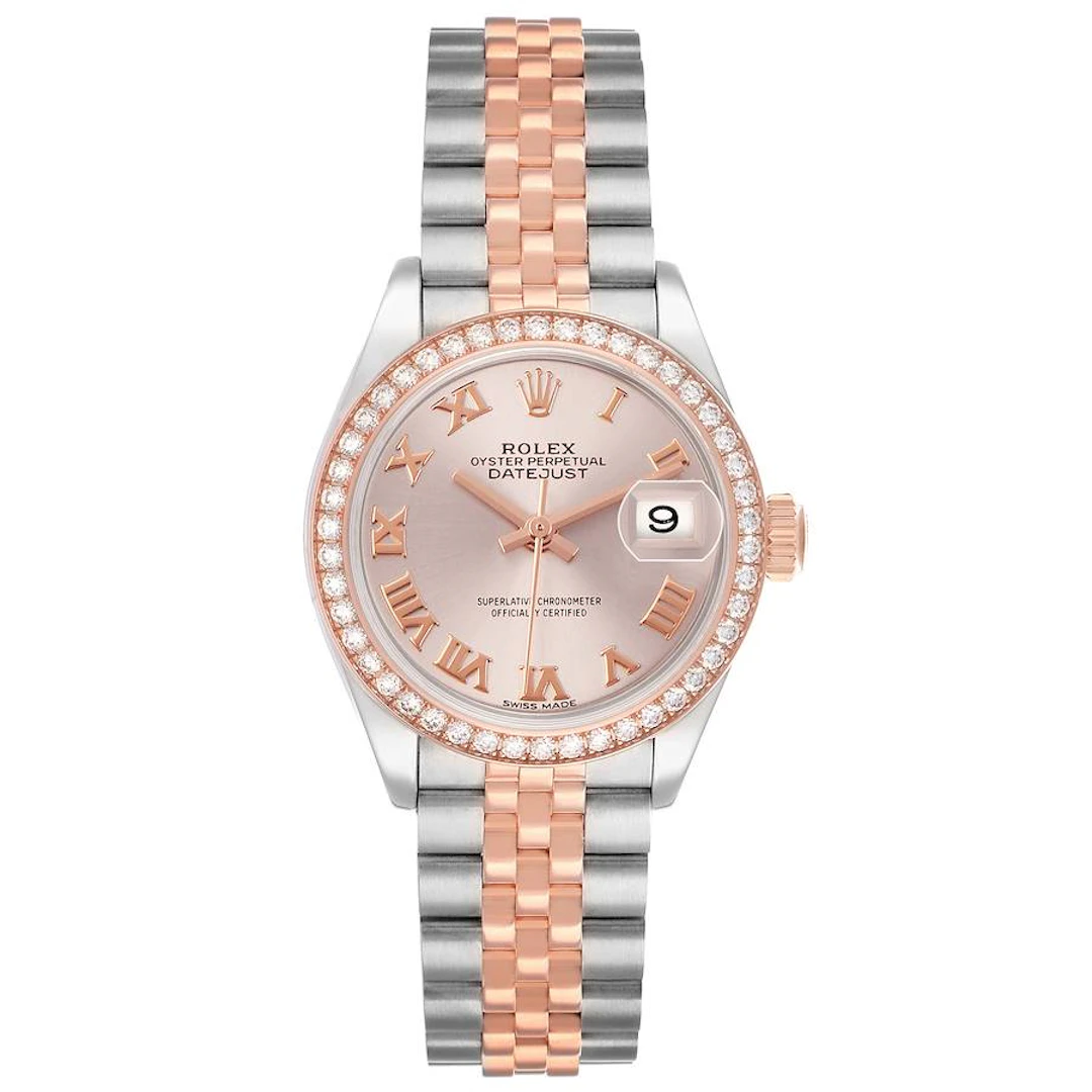 Datejust (Reference 279381RBR). A 28mm rose gold stainless steel diamond-set