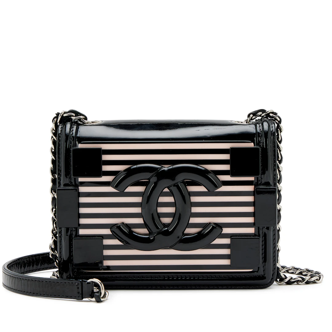 Pink and Black Plexiglass and Leather Boy Brick Flap Bag Silver Hardware, 2014