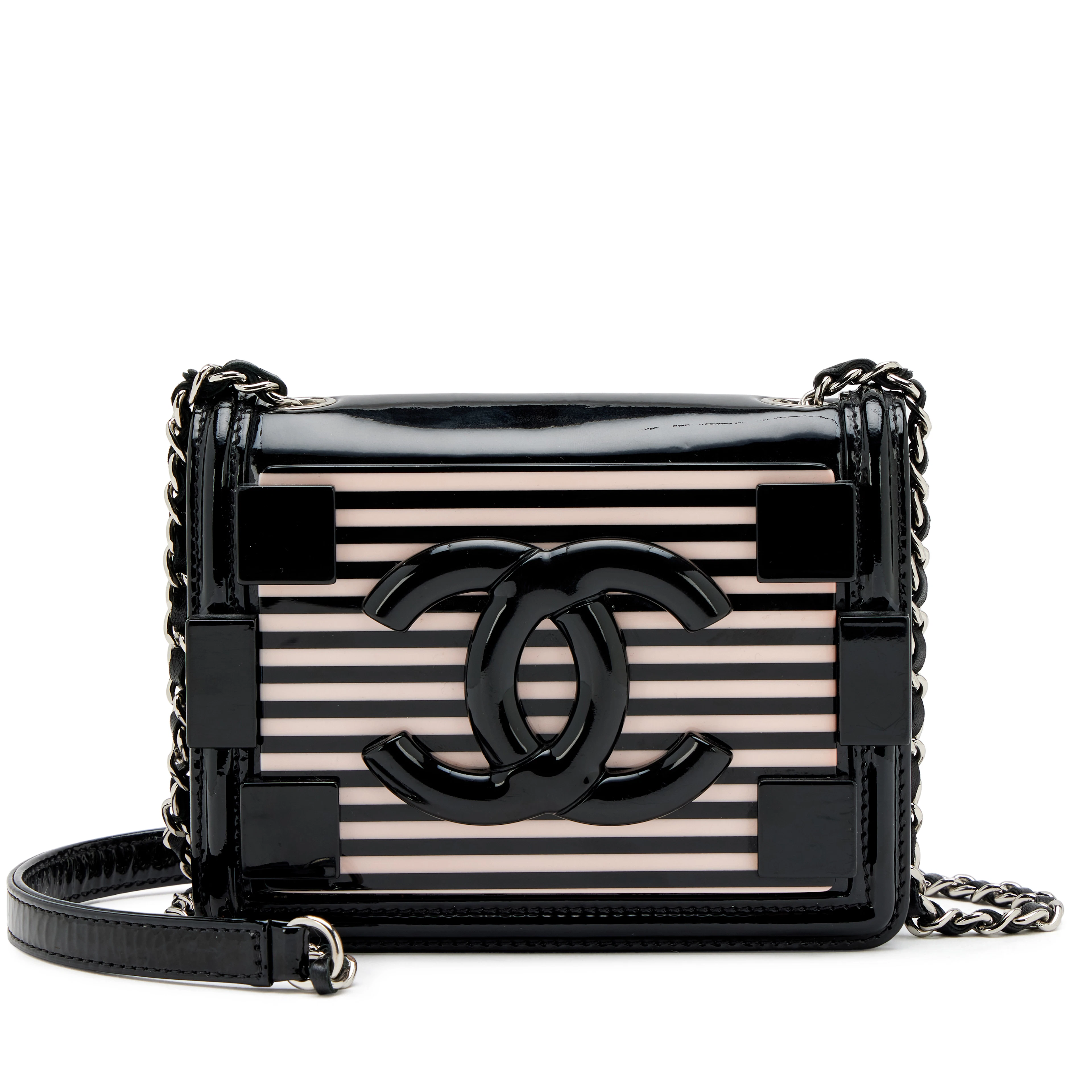 Pink and Black Plexiglass and Leather Boy Brick Flap Bag Silver Hardware, 2014