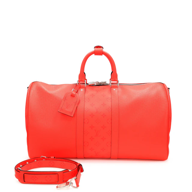 Red Monogram Canvas and Taiga Keepall 50 Silver Hardware, 2021-2022