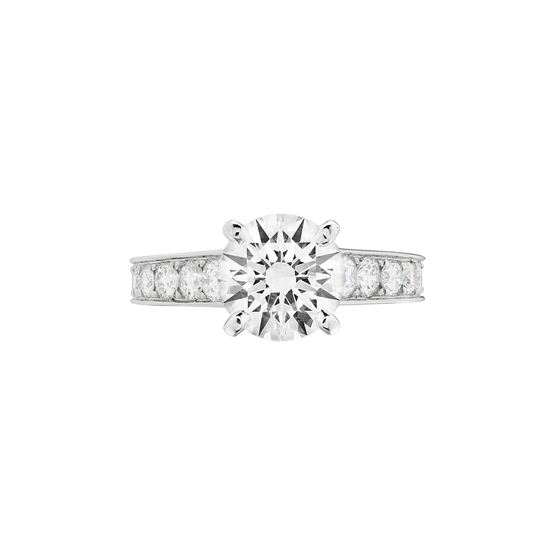 Platinum, 1.51ct Round Brilliant Cut Diamond and Diamond Engagement Ring