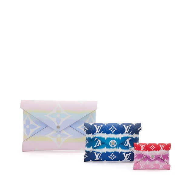 Set of Three; Multicolor Monogram Escale Coated Canvas Kirigami Pouches