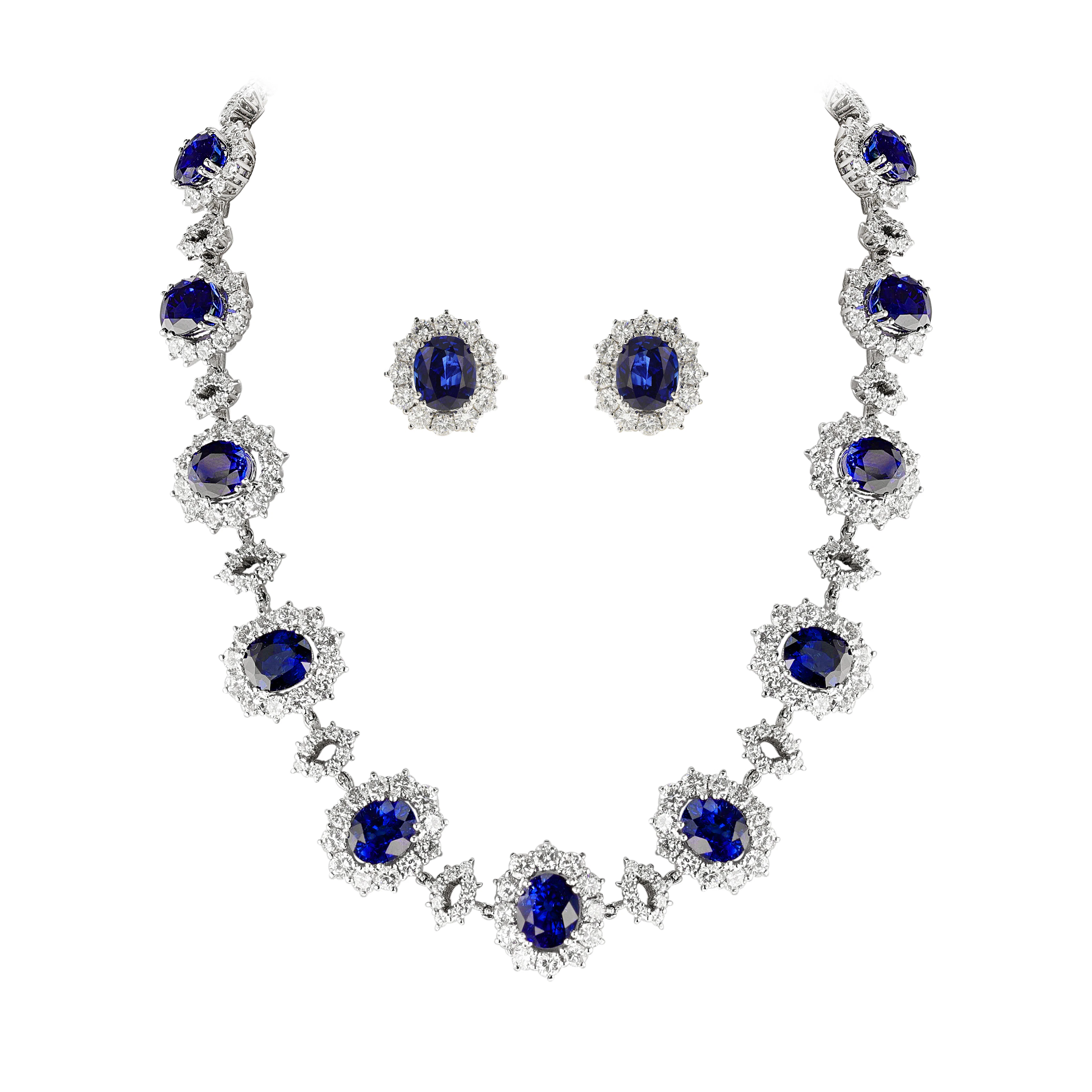 Platinum, Sapphire and Diamond Demi Parure
