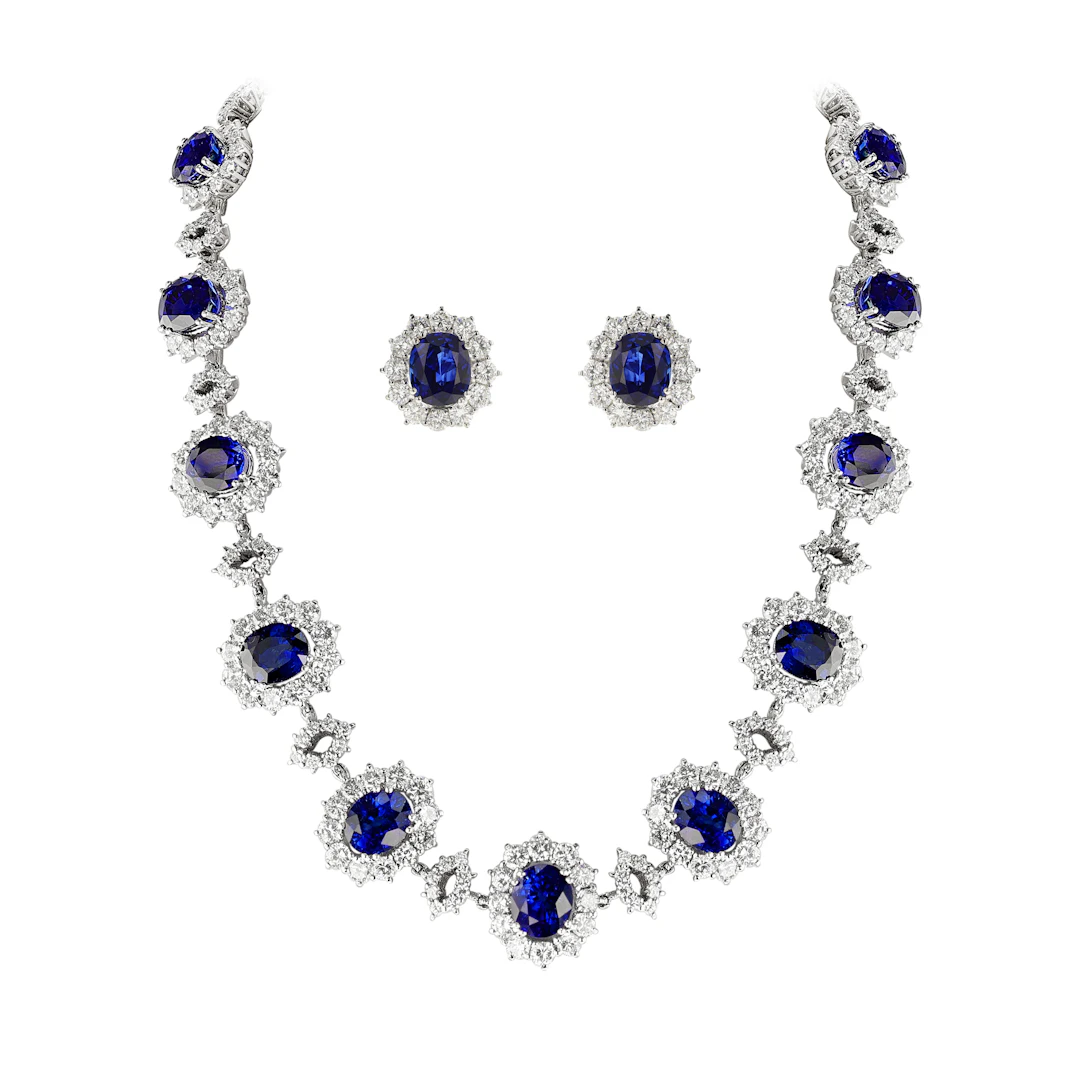 Platinum, Sapphire and Diamond Demi Parure