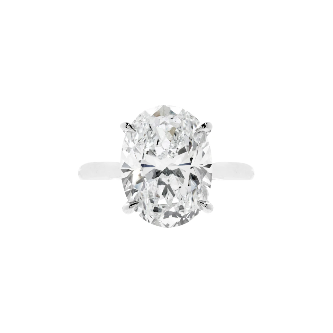 Platinum and 5.01ct Oval Cut Diamond Engagement Ring