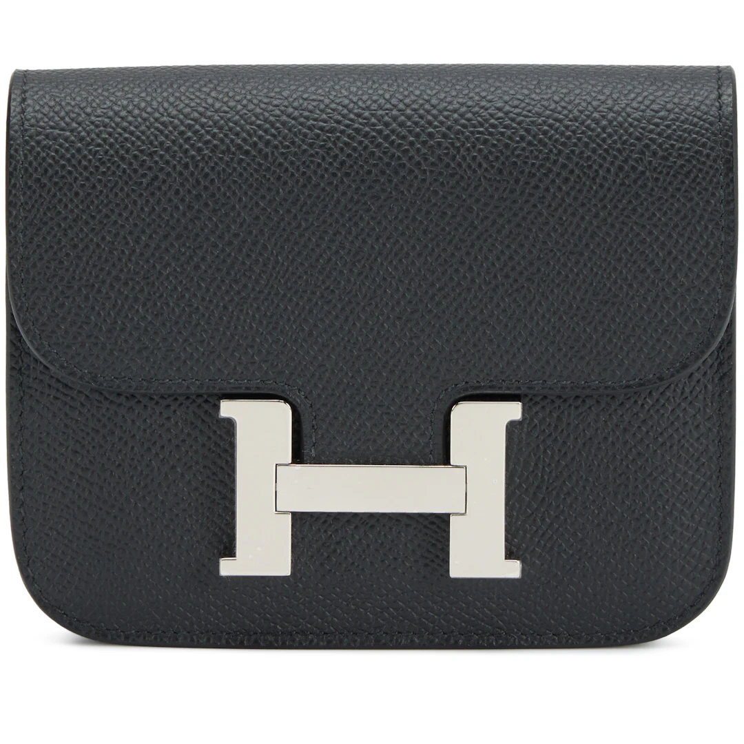 Black Epsom Constance Slim Wallet Palladium Hardware, 2024