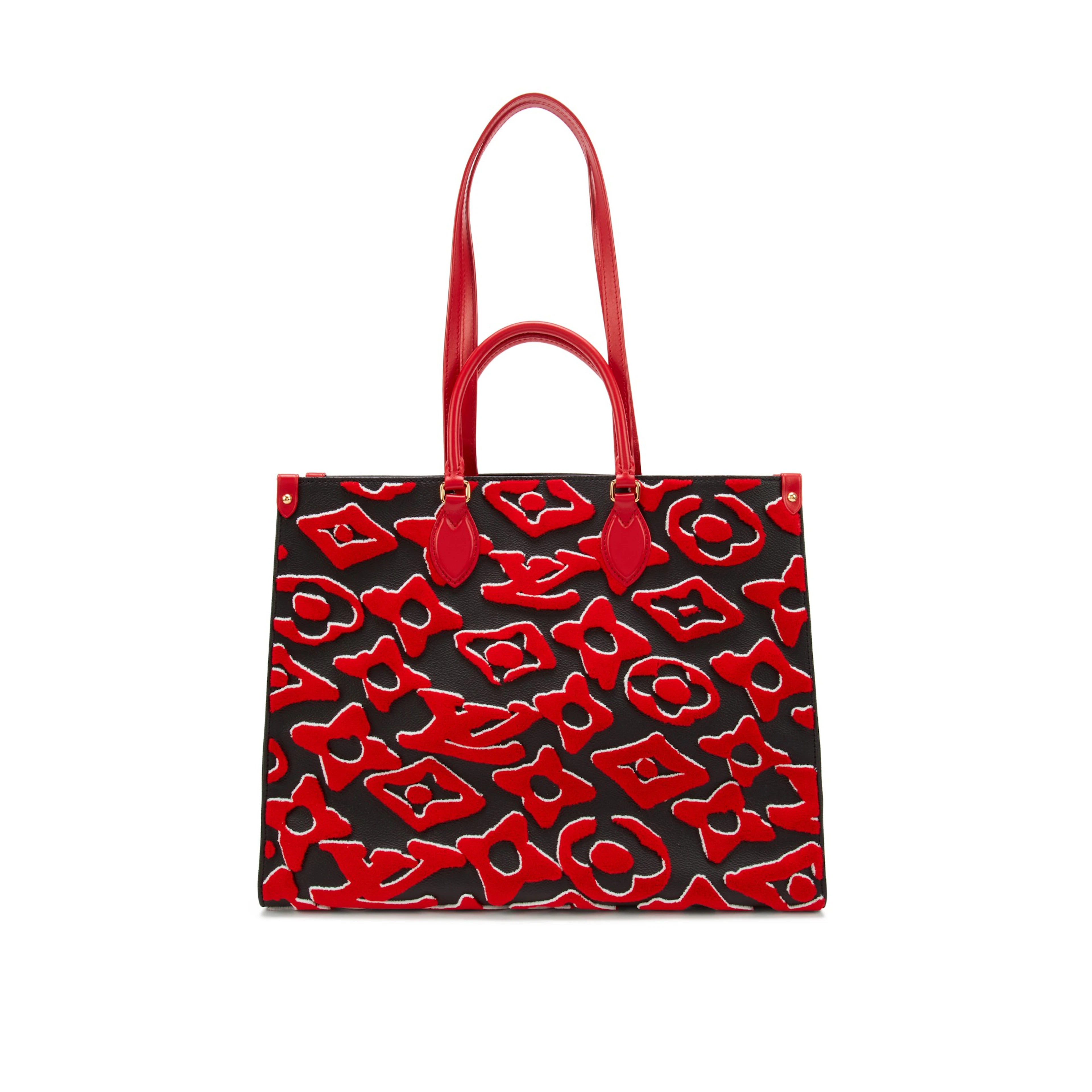 Red, White, and Black Tufted Monogram Canvas LVxUF OnTheGo GM Gold