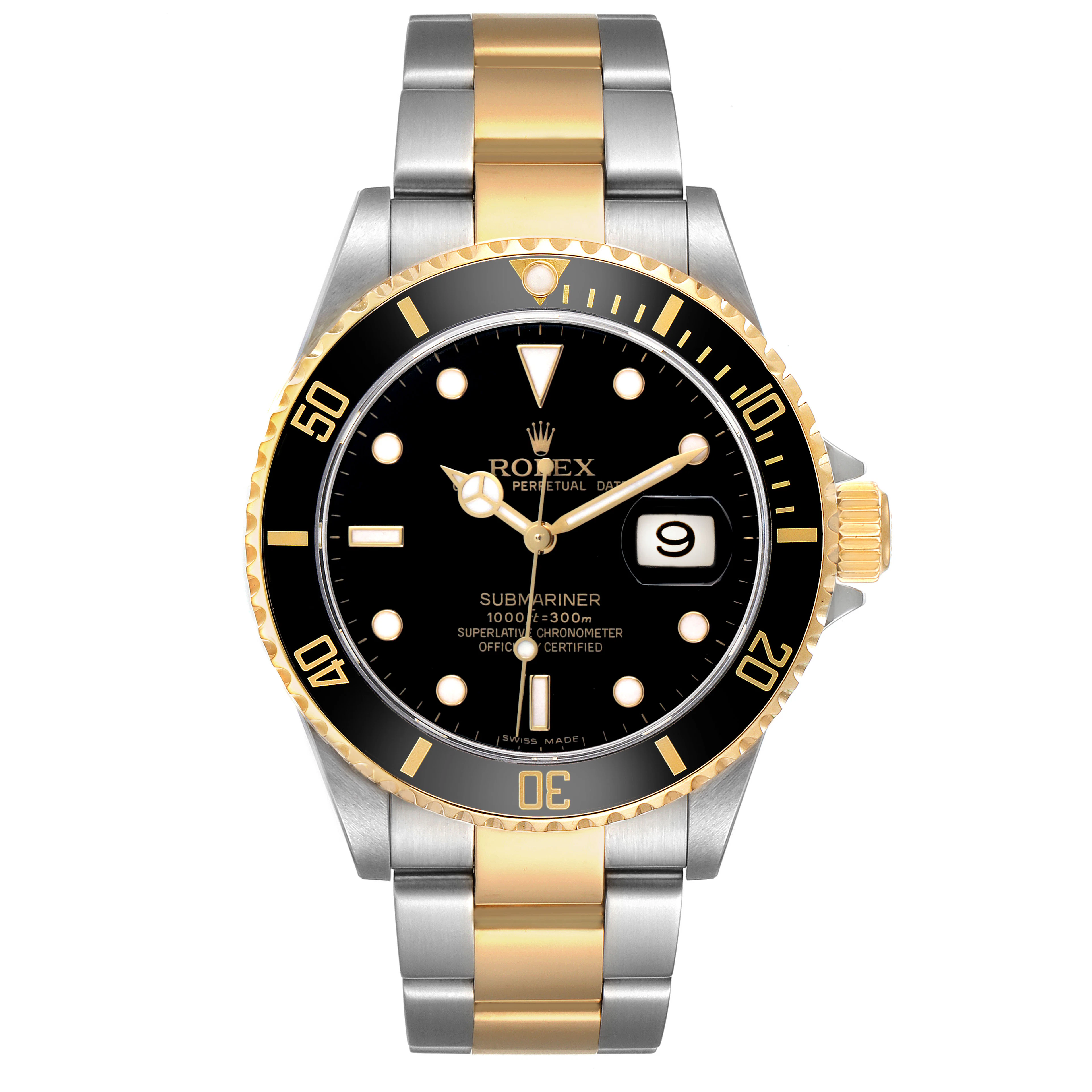 Submariner Date (Reference 16613LN). A 40mm stainless steel yellow