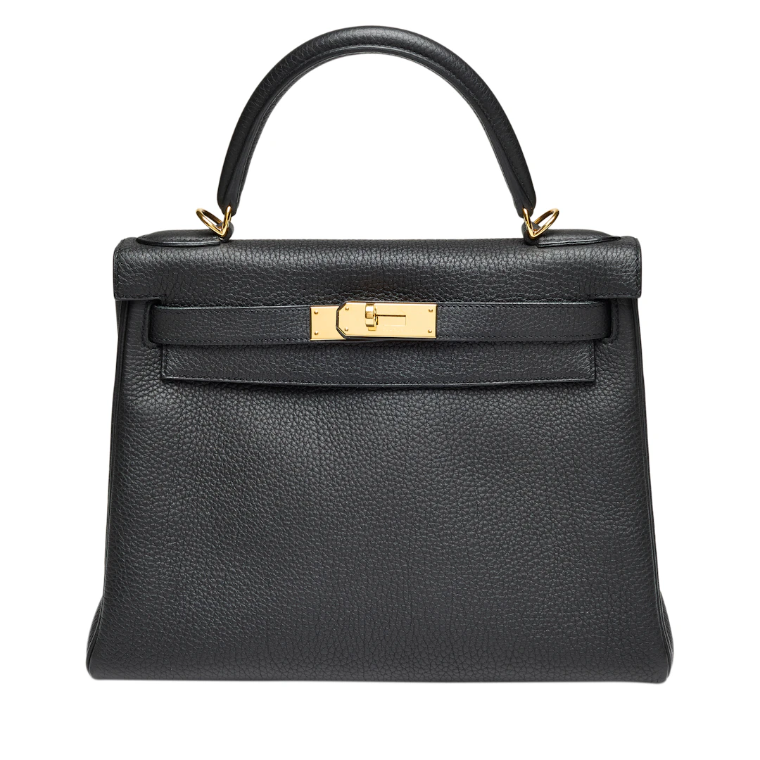 Black Togo Retourne Kelly 28 Gold Hardware, 2015