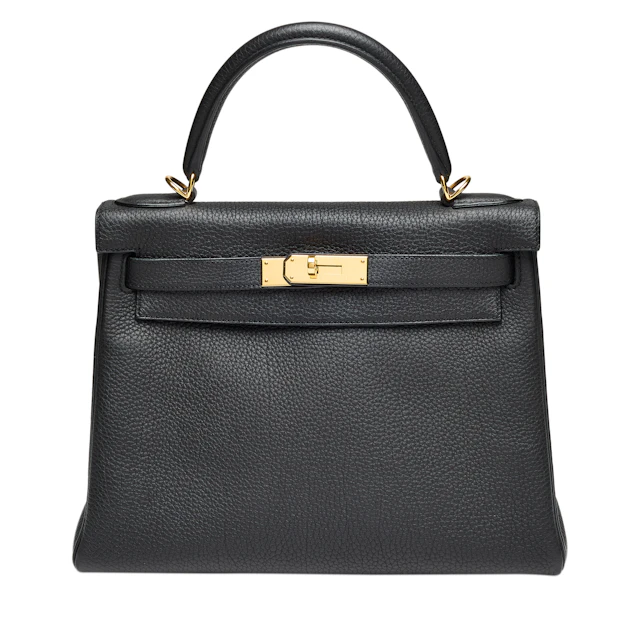Black Togo Retourne Kelly 28 Gold Hardware, 2015