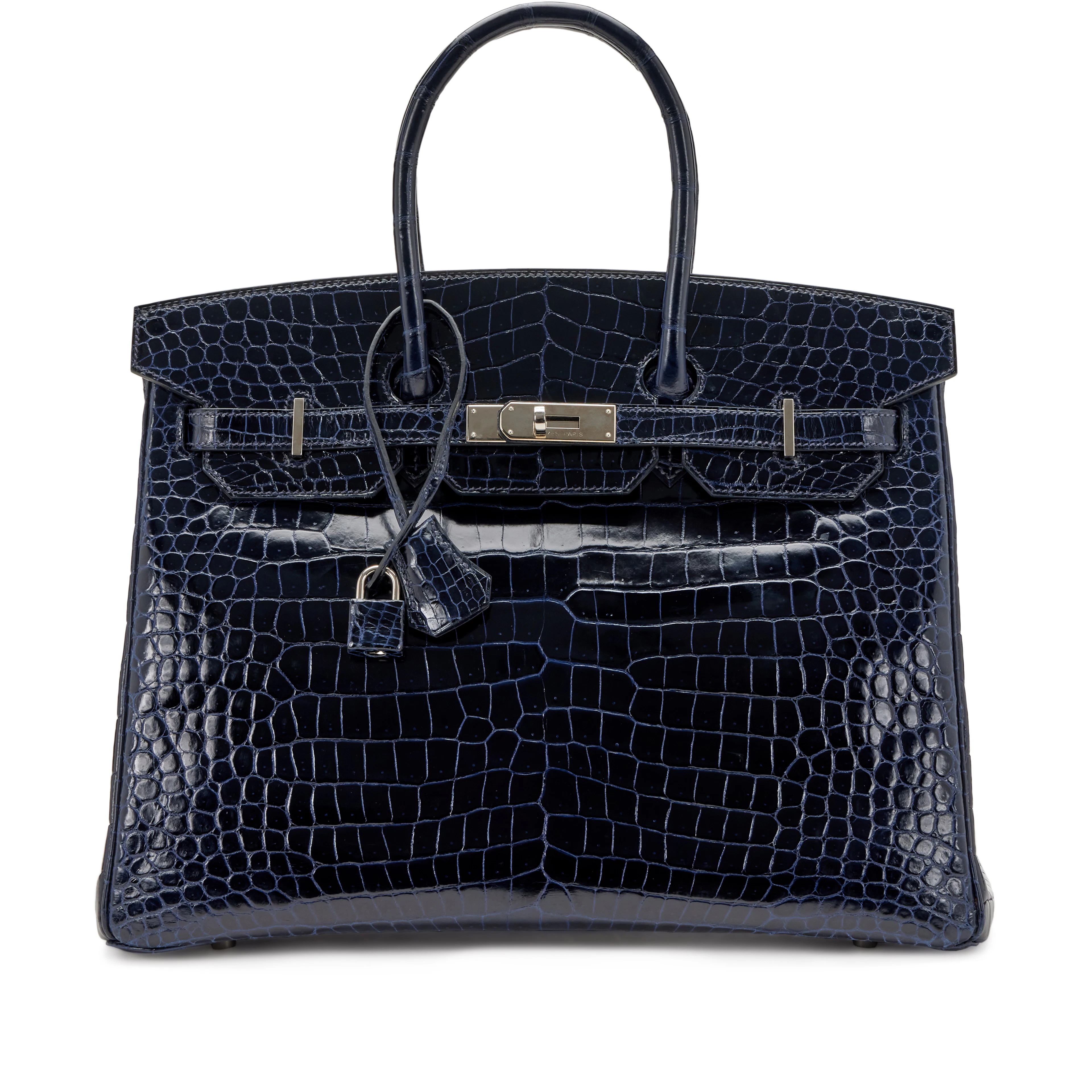 Bleu Marine Shiny Porosus Crocodile Birkin 35 Palladium Hardware, 2013