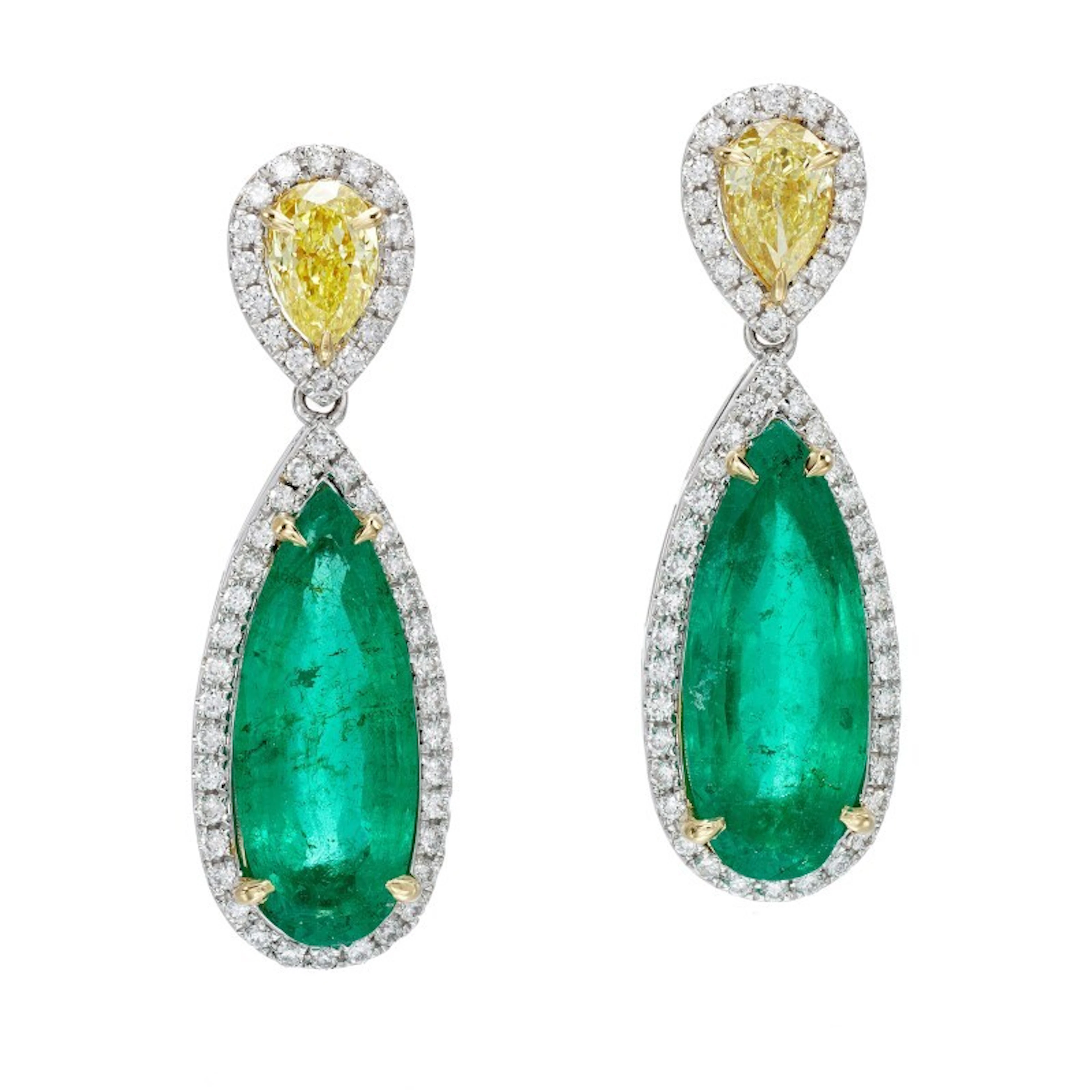 White Gold, Gold, 6.19ctw Colombian Emerald, Yellow Diamond and Diamond