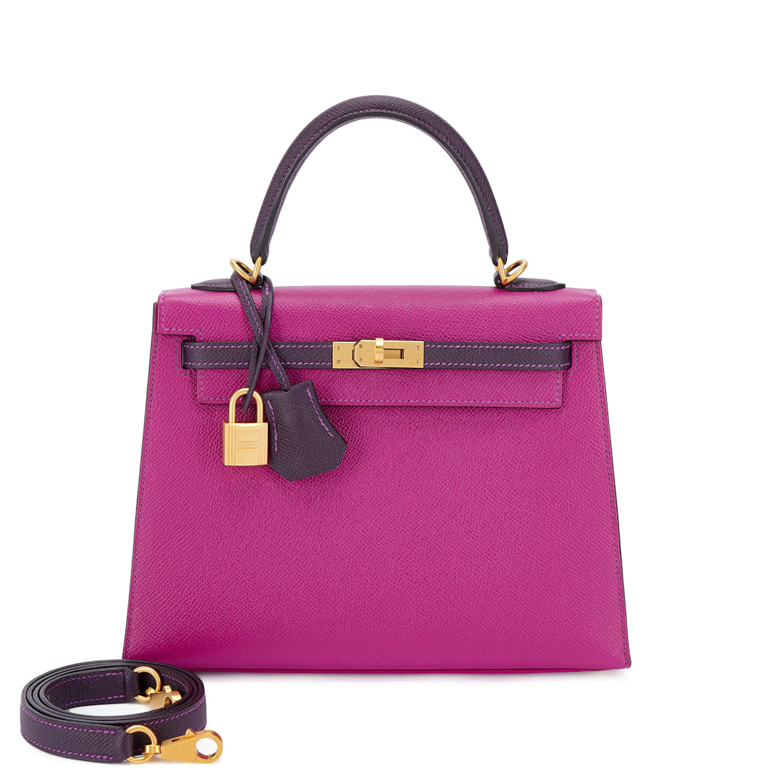 Rose Pourpre and Cassis Epsom HSS Kelly 25 Sellier Brushed Gold Hardware, 2018