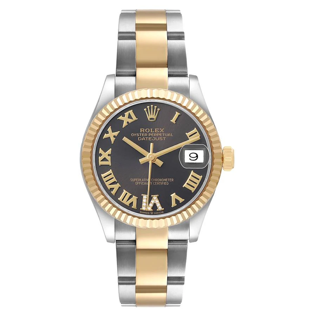 Datejust (Reference 278273). A 31mm yellow gold stainless steel diamond-set