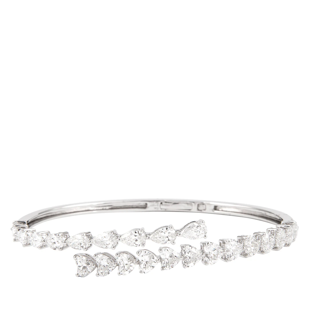 White Gold and 6.40ct Diamond Bypass Bangle Bracelet