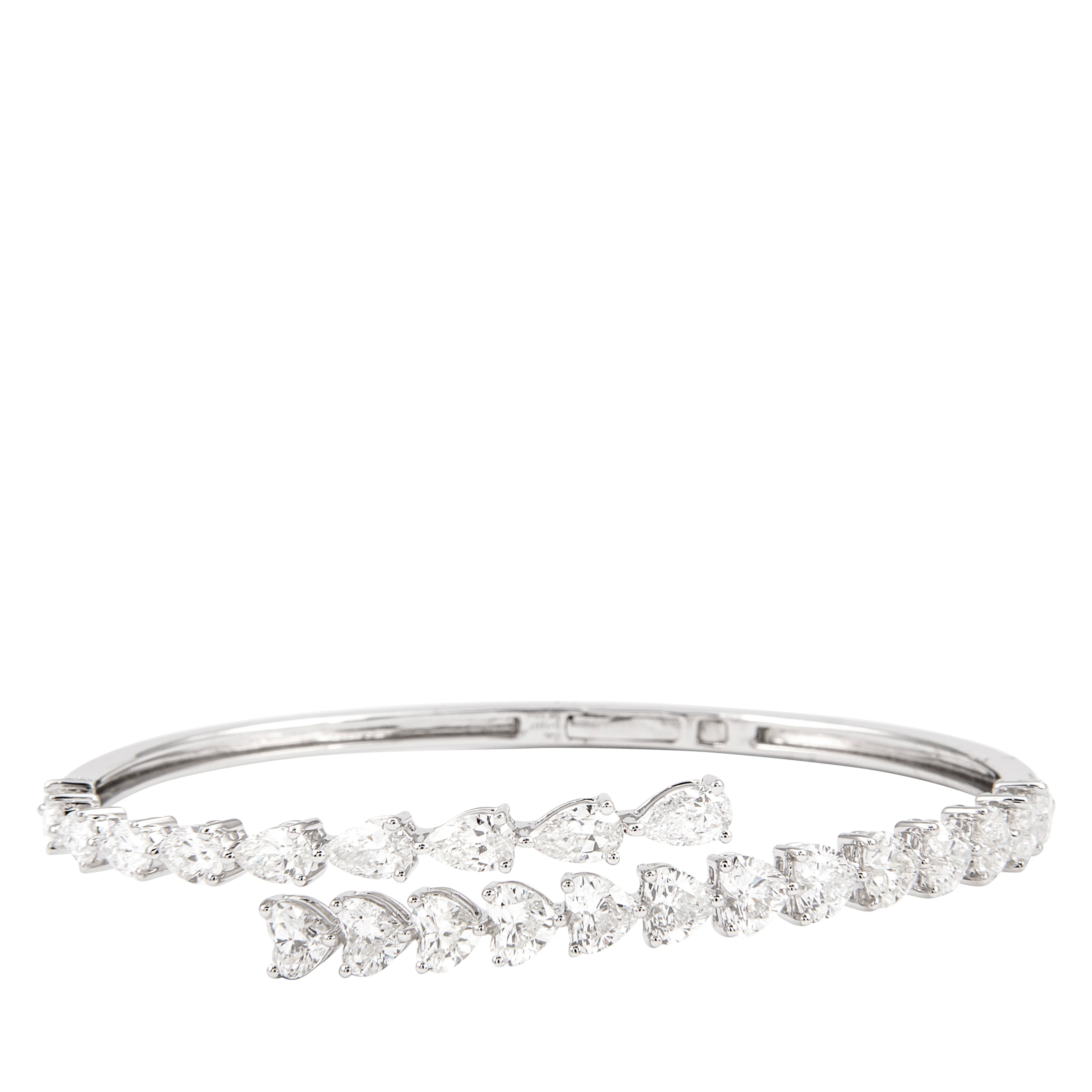 White Gold and 6.40ct Diamond Bypass Bangle Bracelet
