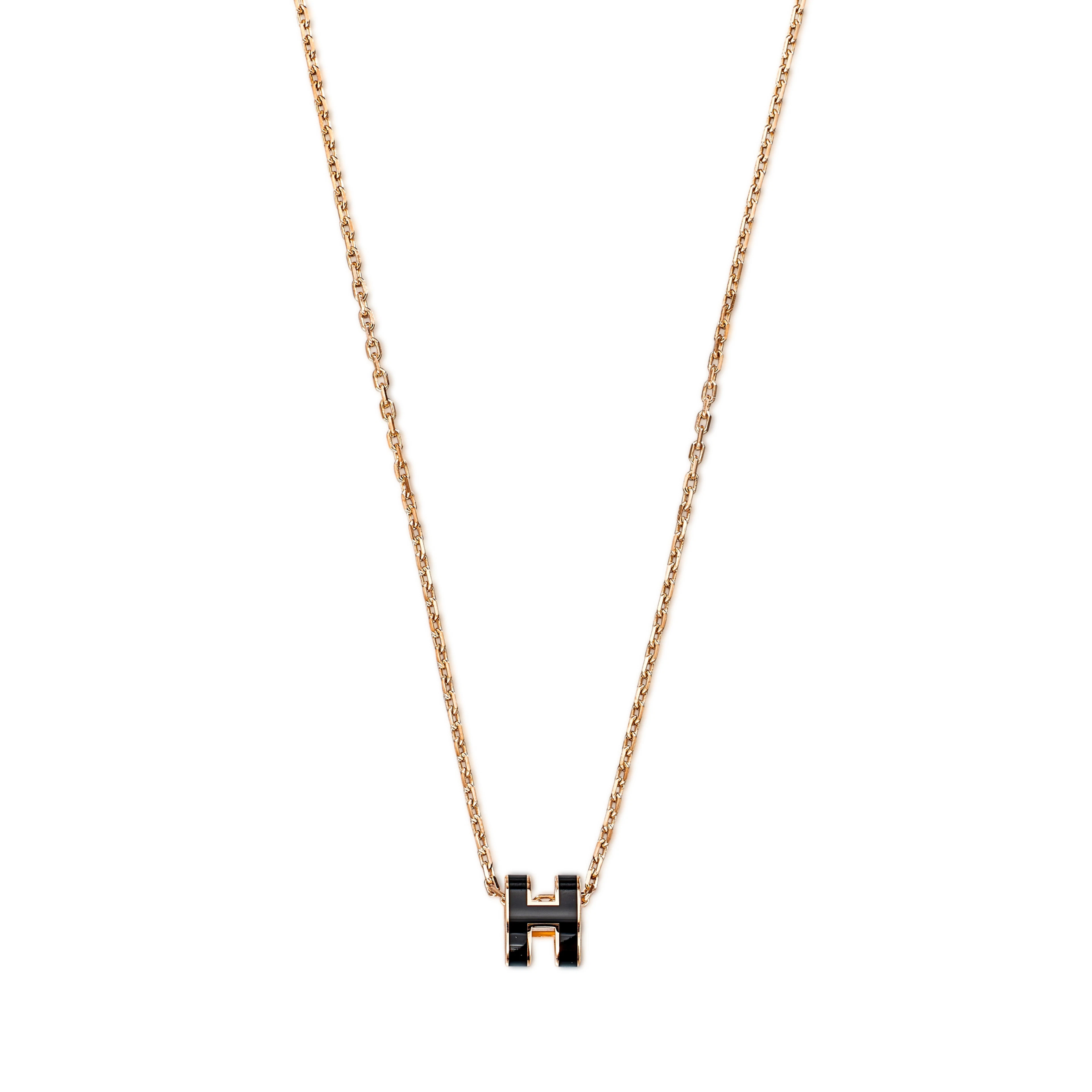 Black Lacquer Mini Pop H Pendant Rose Gold Hardware