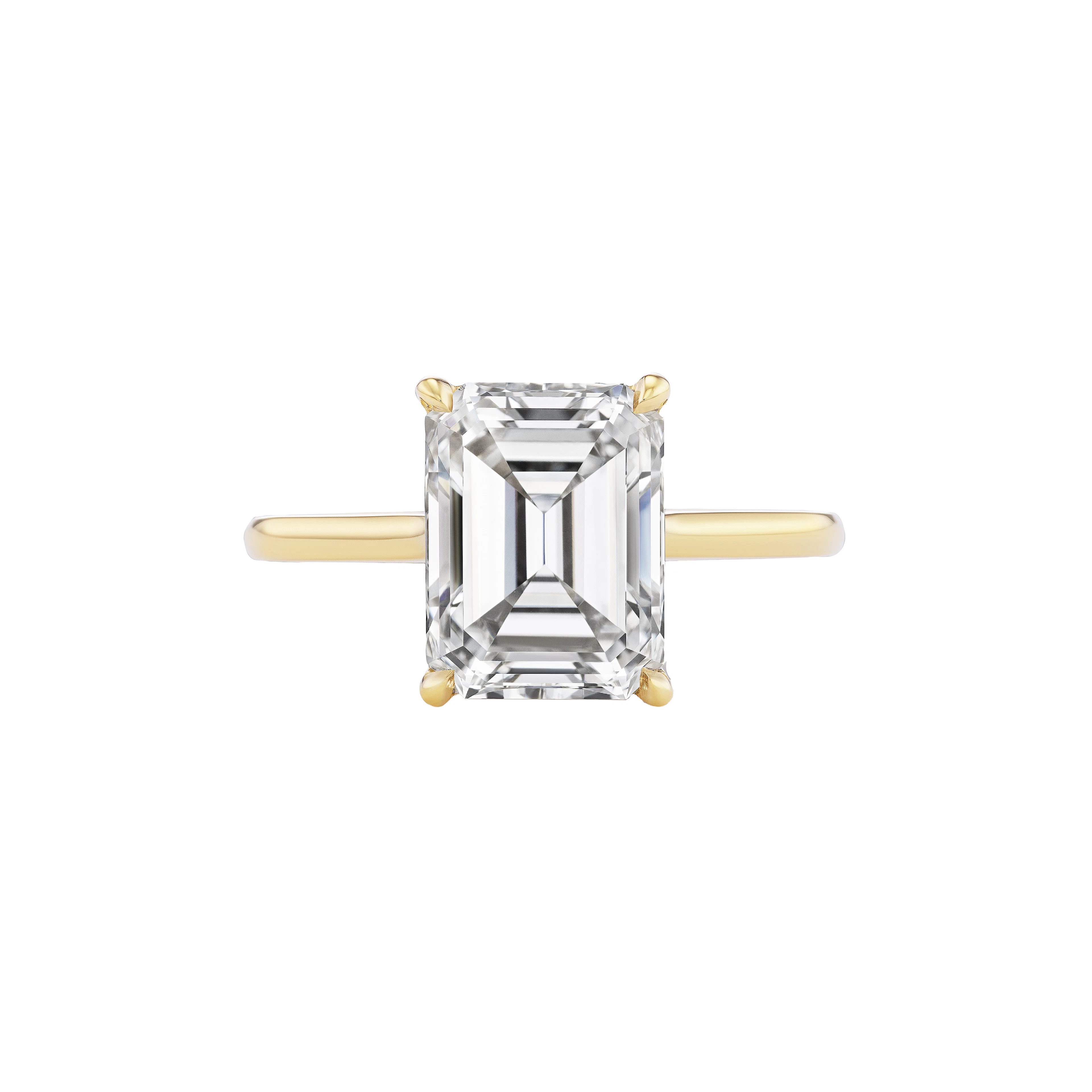 Gold and 3.05ct Emerald Cut Diamond Engagement Ring
