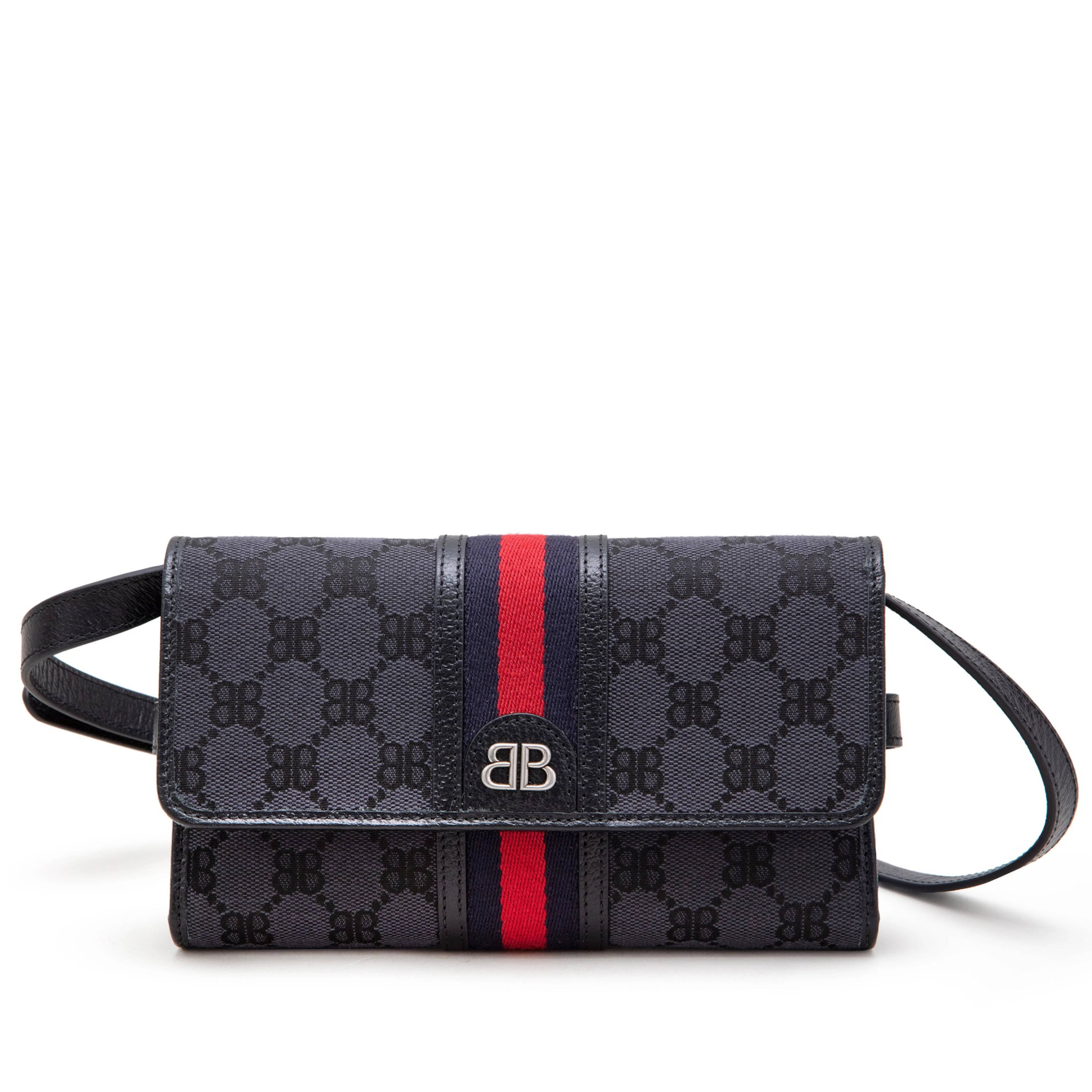 Black Monogram Jacquard Canvas Hacker Mini Bag Silver Hardware, 2021
