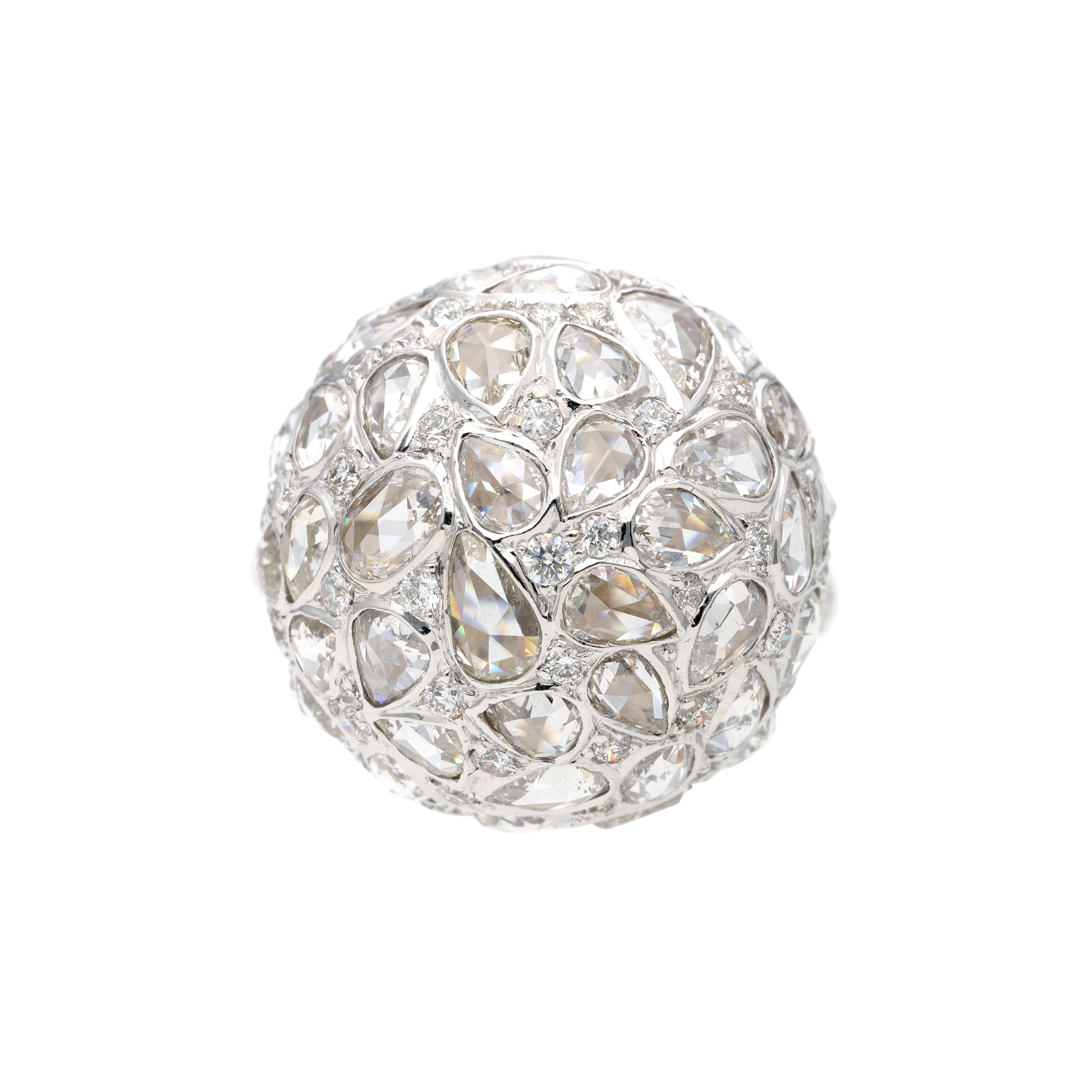 White Gold and Diamond Orb Ring