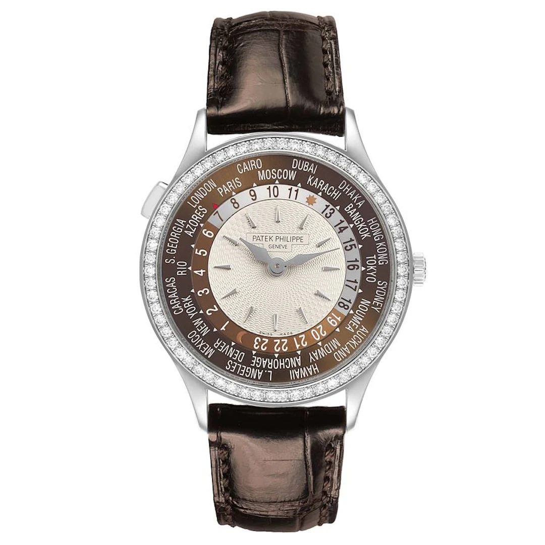 Complications (Reference 7130G-001). A 36mm white gold diamond-set