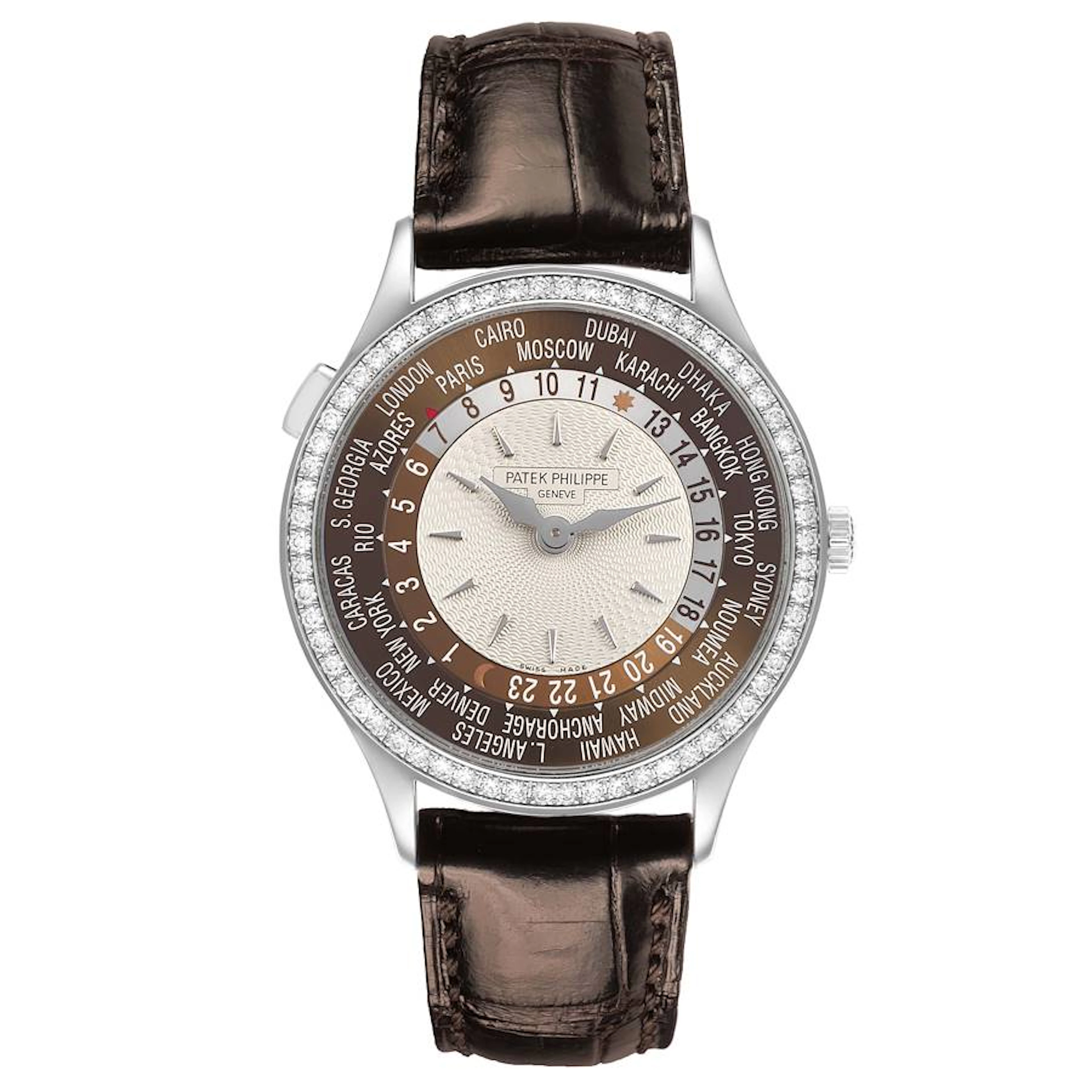 Complications (Reference 7130G-001). A 36mm white gold diamond-set