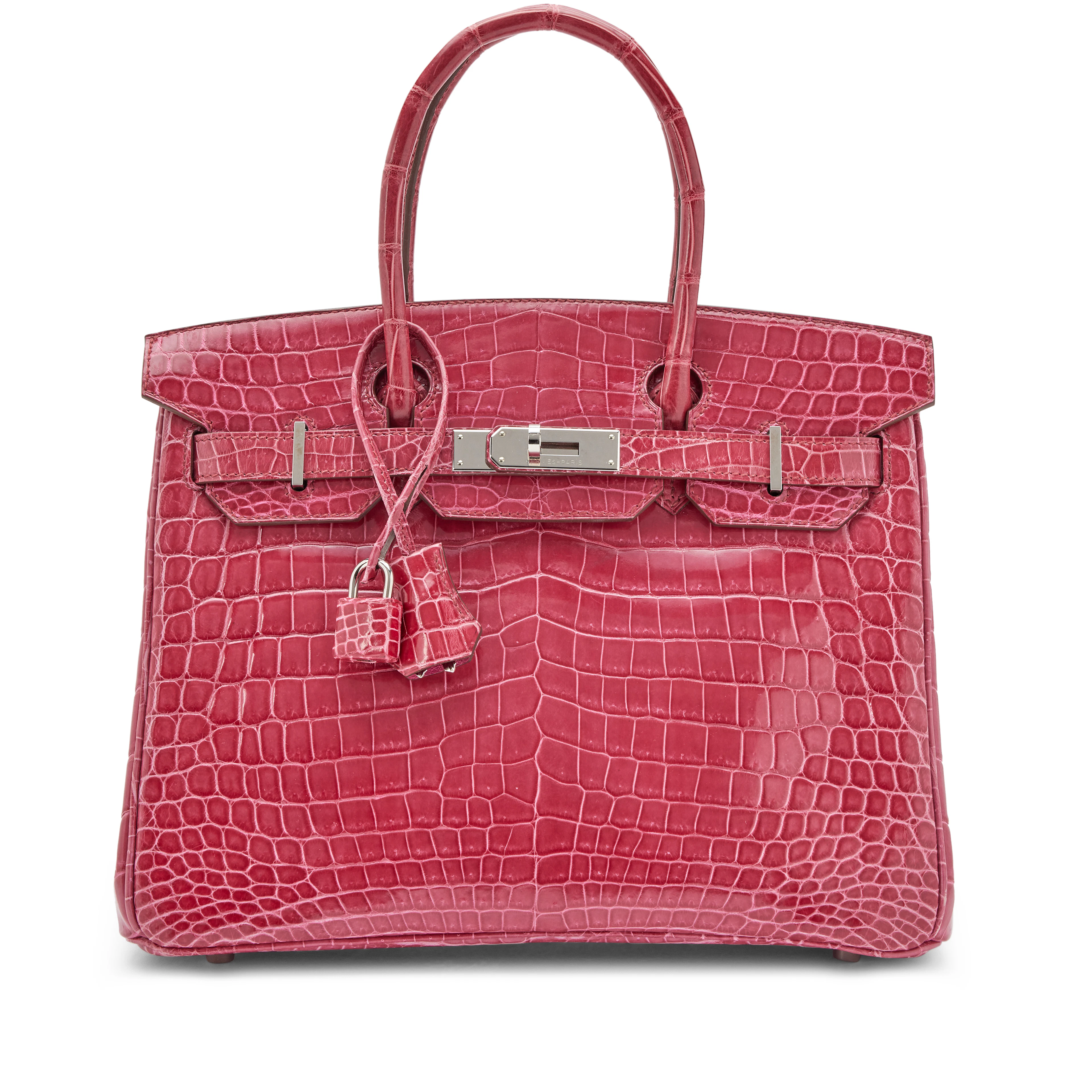 Fuschia Shiny Niloticus Crocodile Birkin 30 Palladium Hardware, 2011